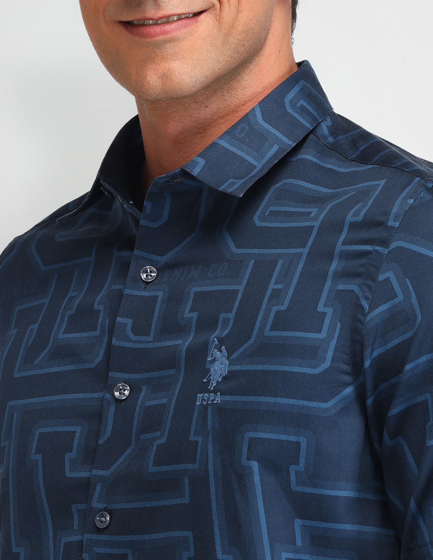 Slim Fit Twill Shirt Navy - U.S. Polo Assn. India | Large