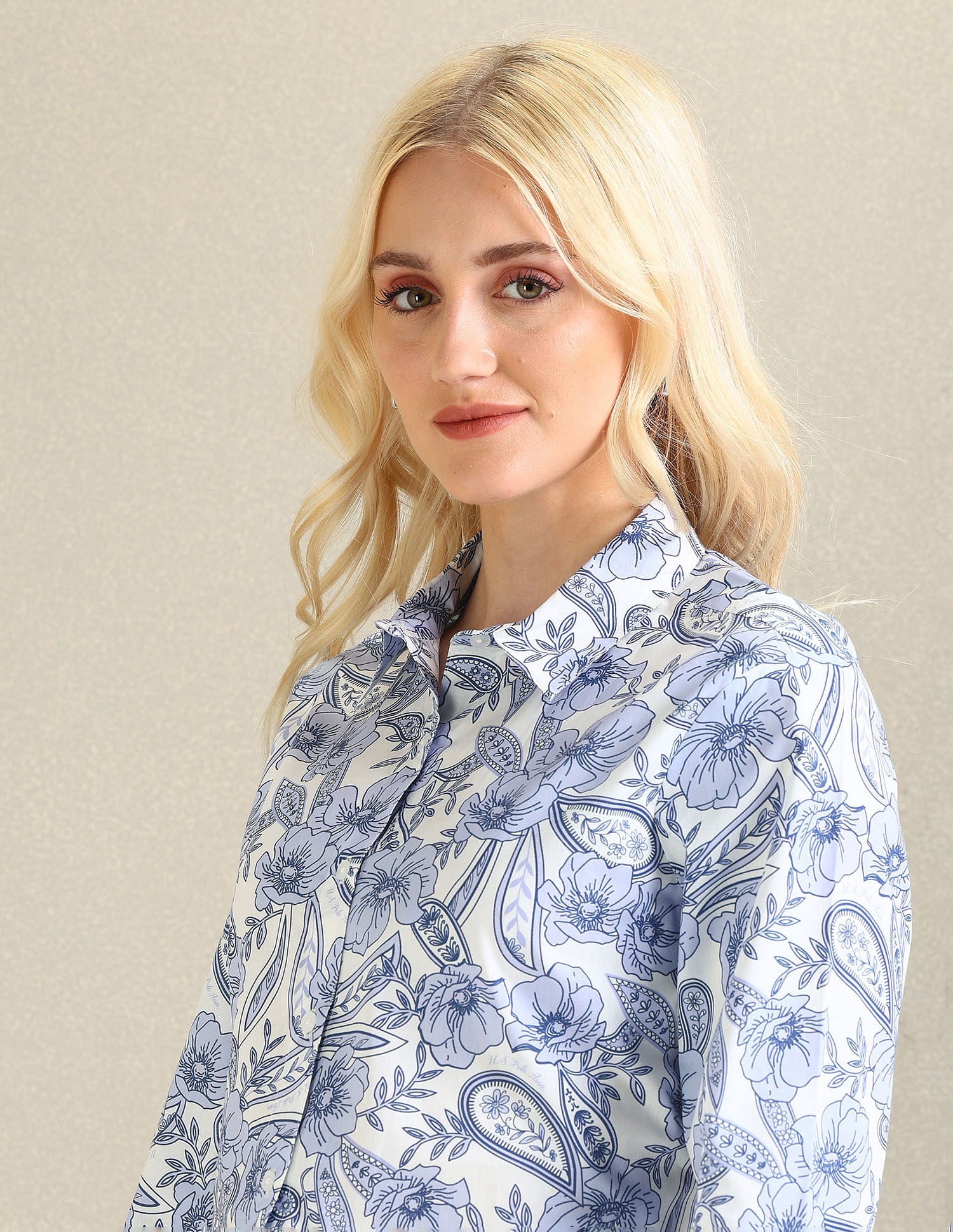 Pure Cotton Floral Shirt Blue - U.S. POLO ASSN. | Large