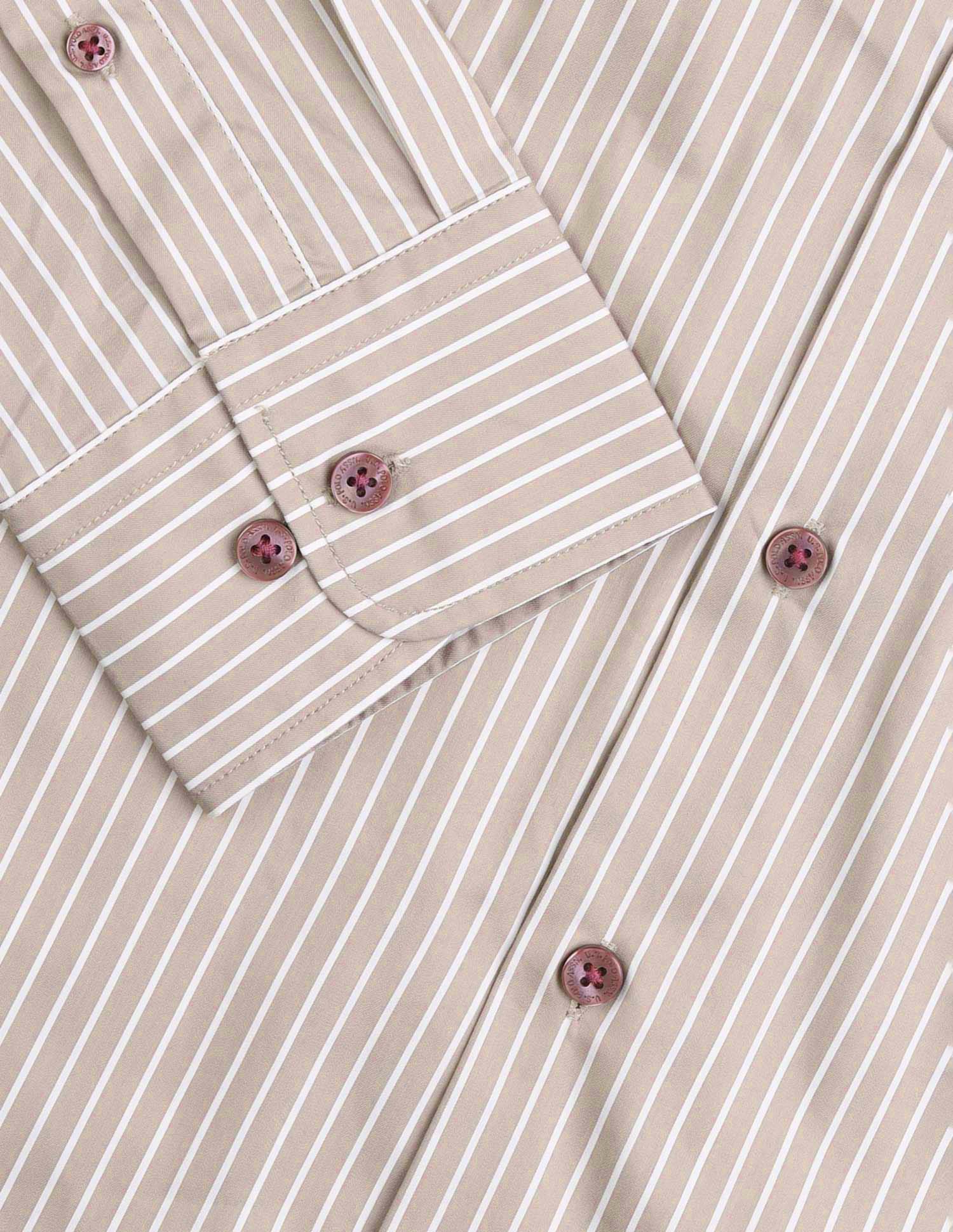 Tailored Fit Vertical Striped Shirt Khaki - U.S. Polo Assn. India | Large
