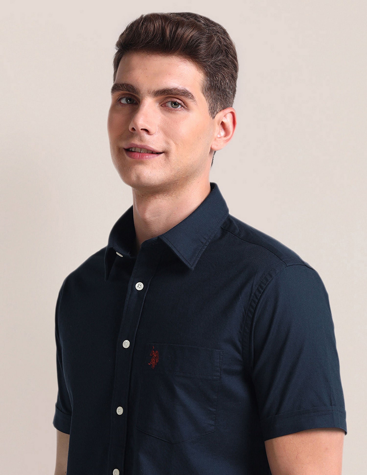 Tailored Regular Fit Cotton Stretch Shirt Navy - U.S. POLO ASSN. | Large