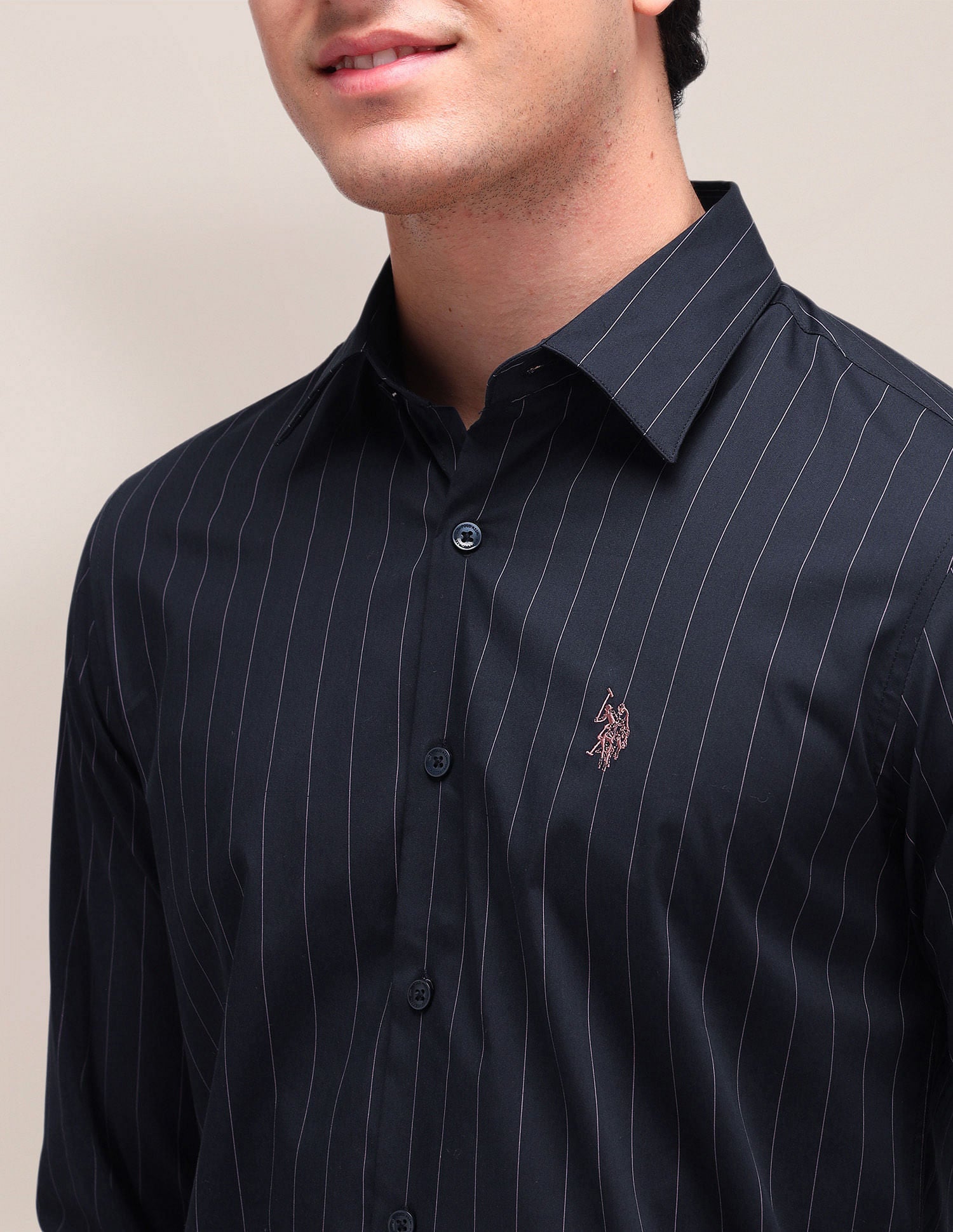 Vertical Striped Regular Fit Shirt Navy - U.S. Polo Assn. India | Large