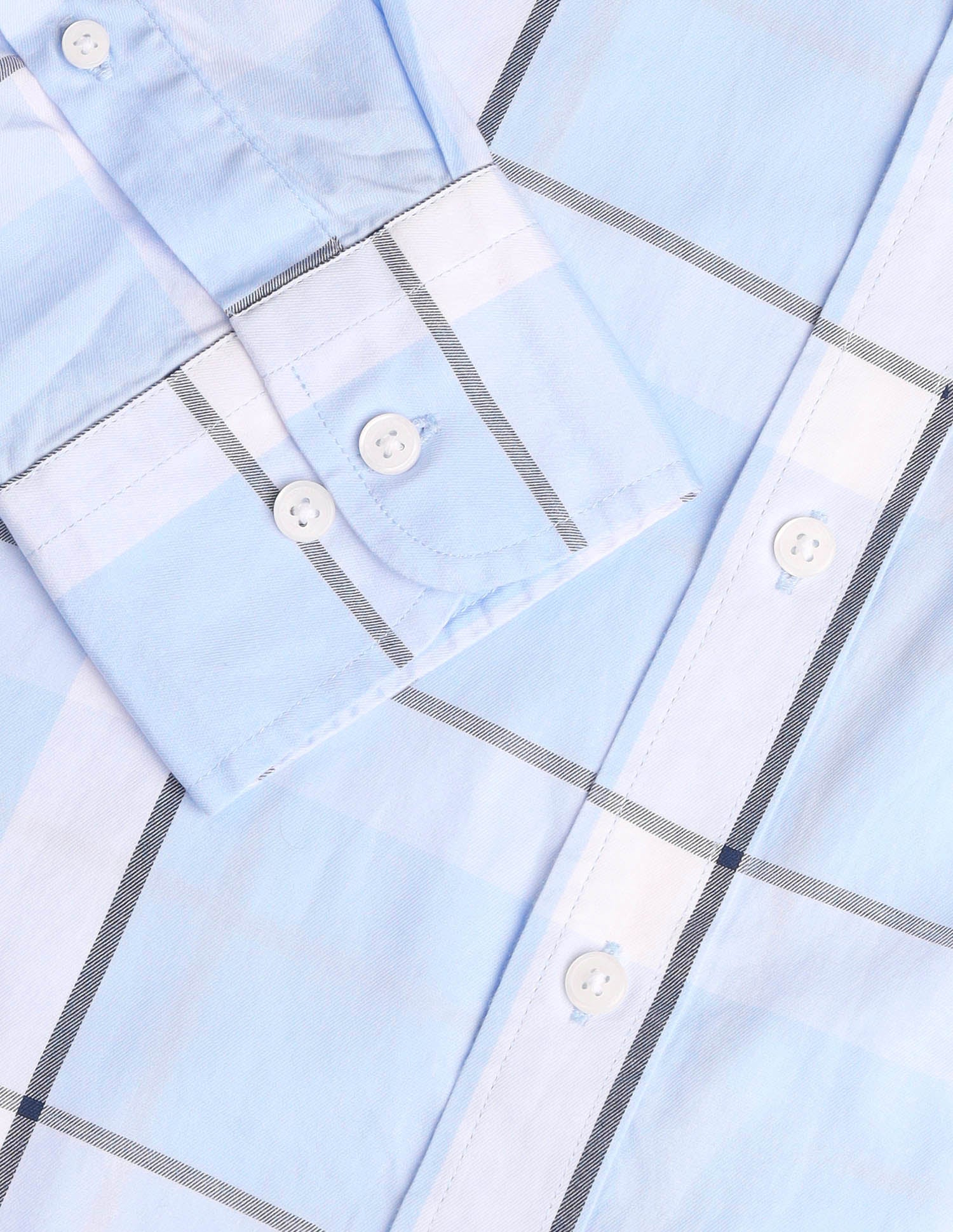Windowpane Checked Tailored Fit Shirt Light Blue - U.S. Polo Assn. India | Large