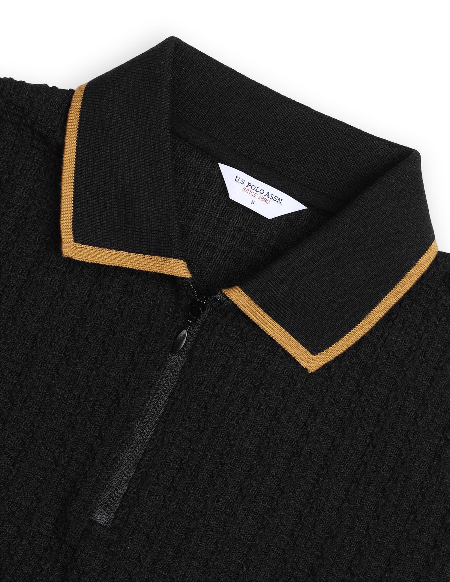 Textured Bodycon Polo Dress Black - U.S. Polo Assn. India | Large