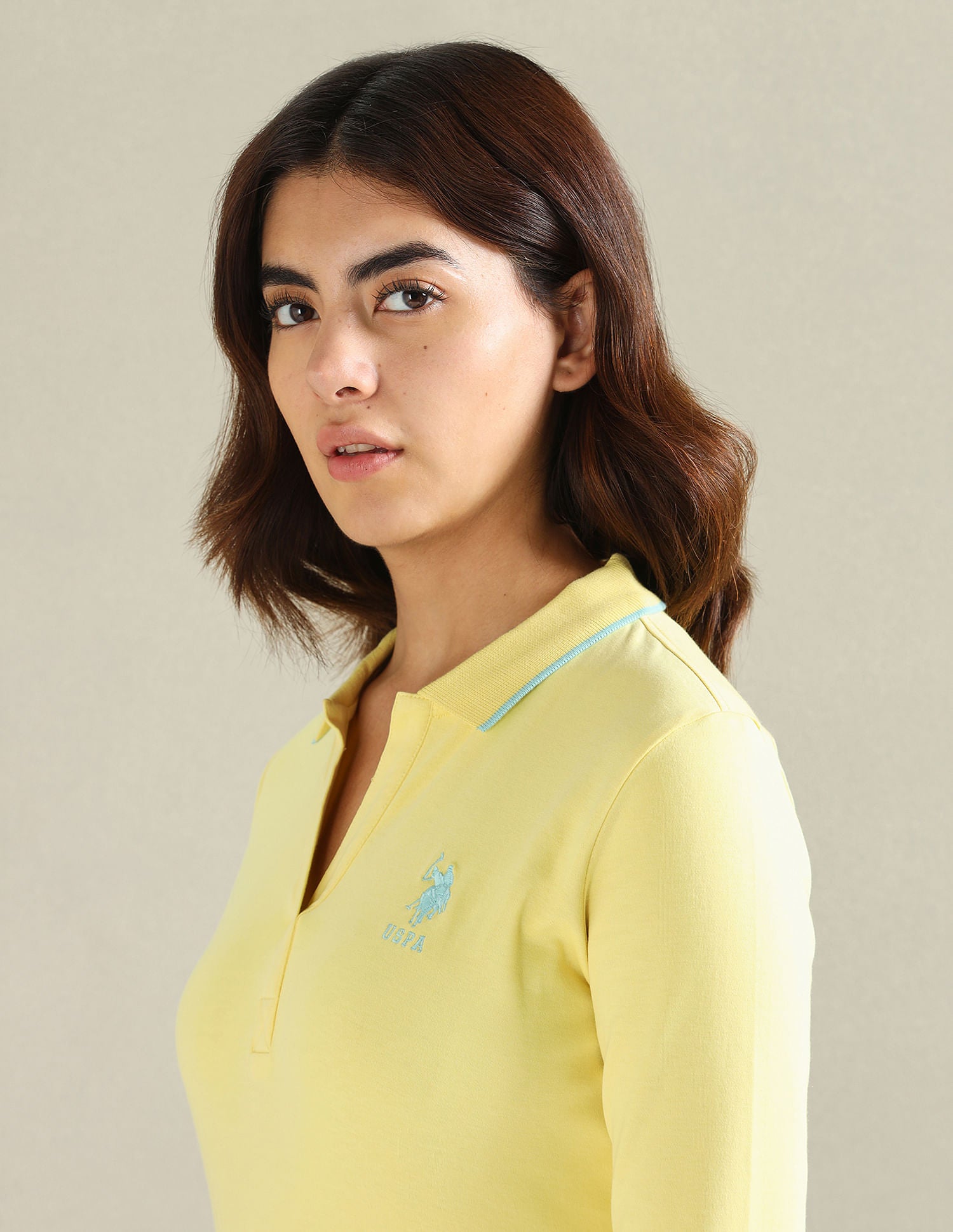 Tipped Collar Solid Polo Shirt Yellow - U.S. POLO ASSN. | Large