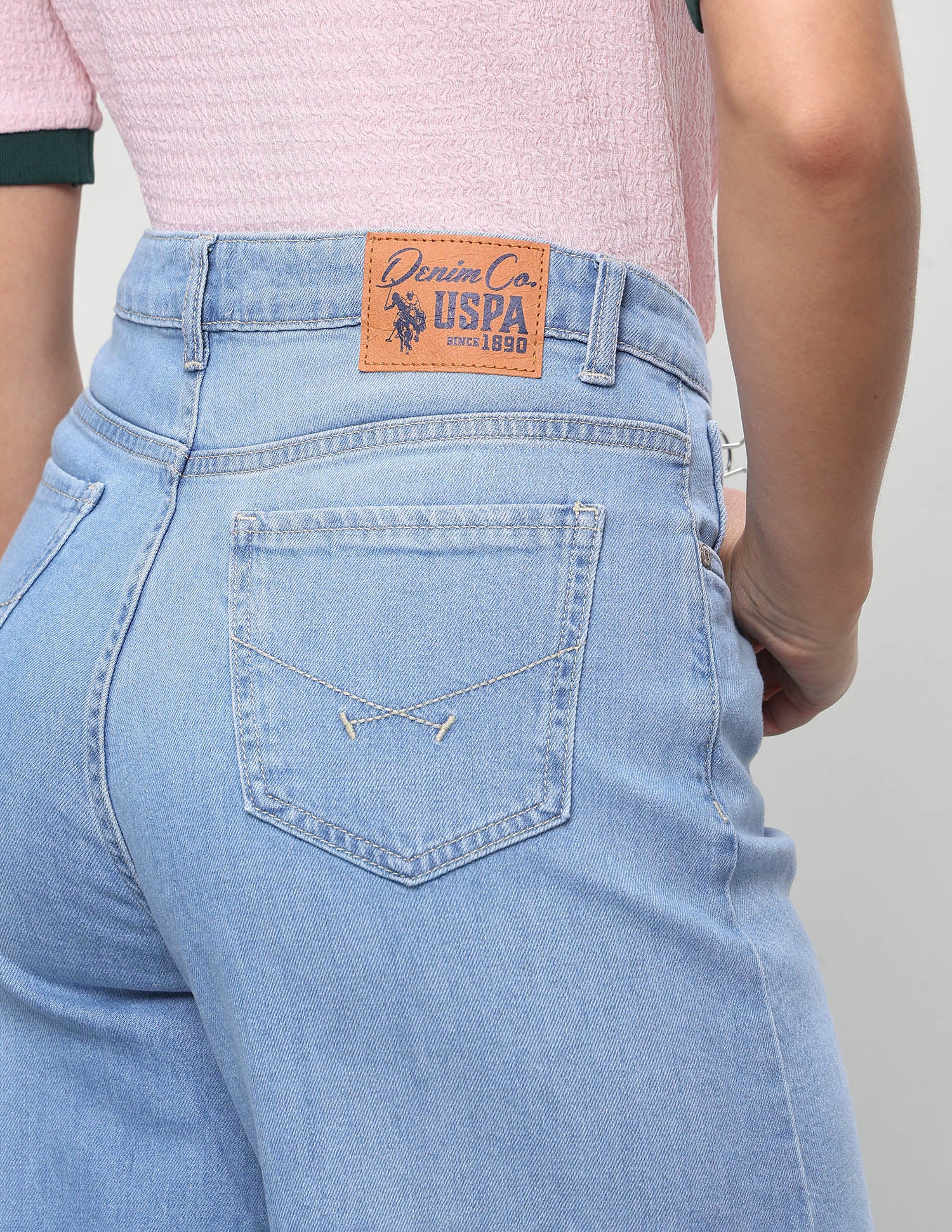 Light Washed Wide Leg Fit Jeans Light Blue - U.S. Polo Assn. India | Large