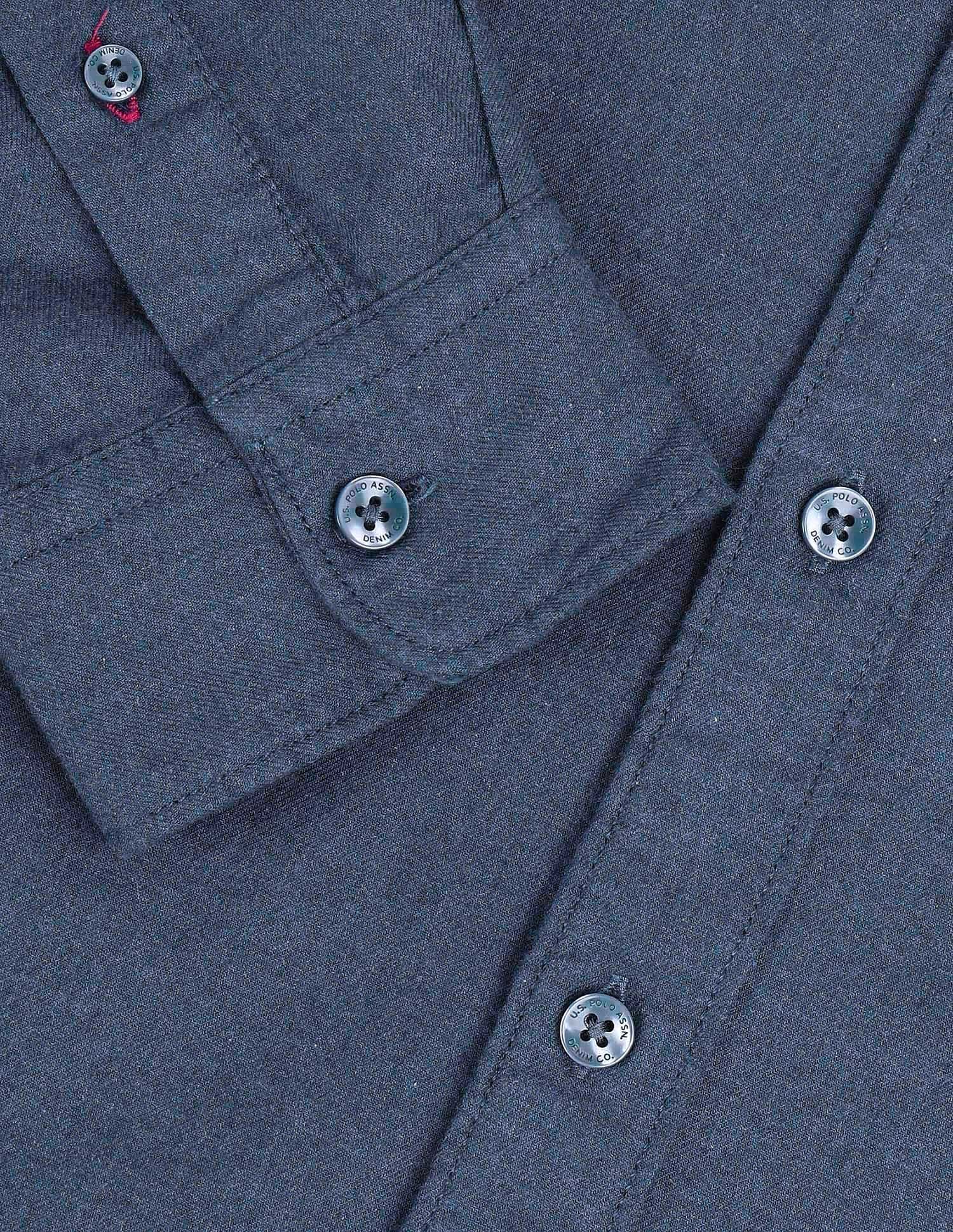 Regular Fit Chambray Solid Shirt Blue - U.S. Polo Assn. India | Large
