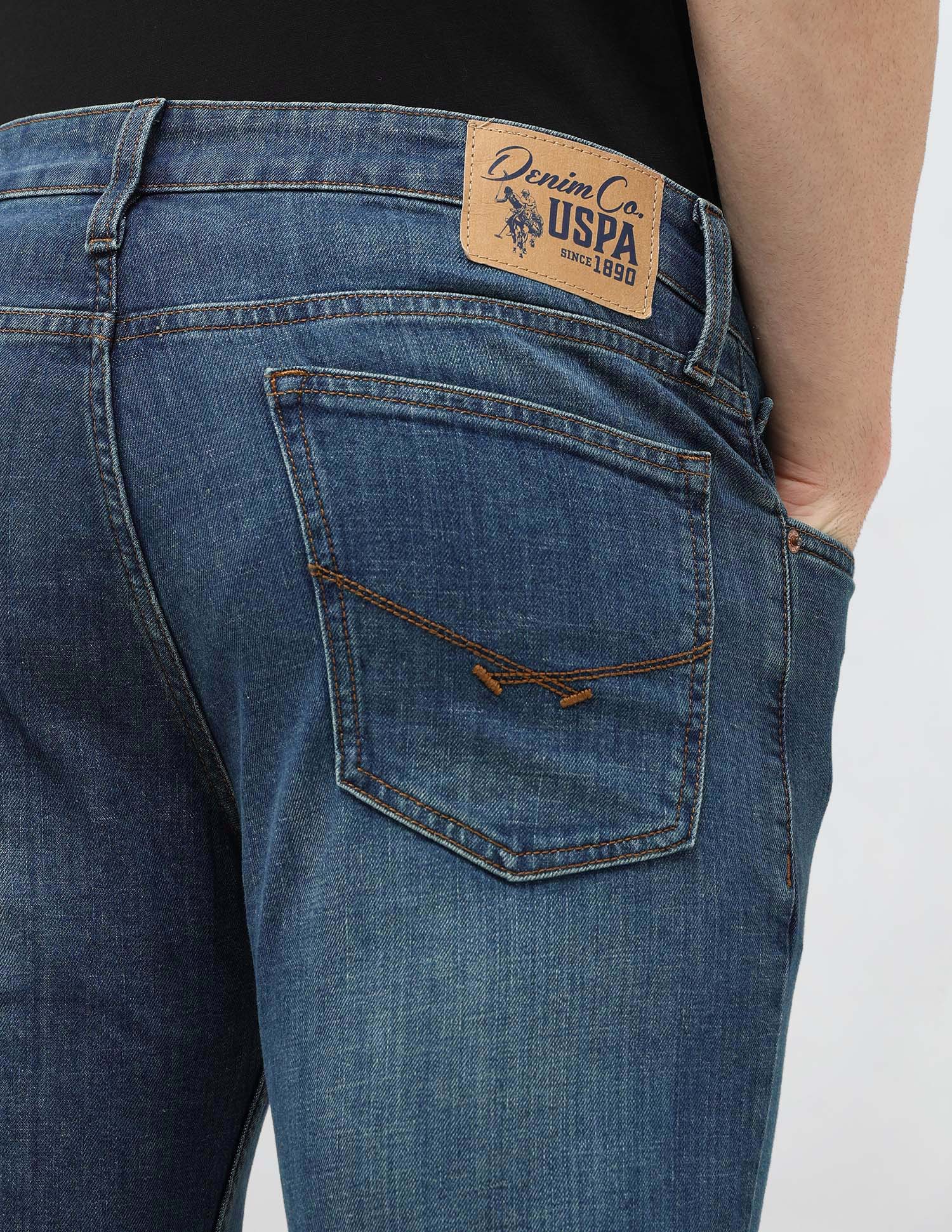 Brandon Slim Tapered Fit Stone Washed Jeans Indigo - U.S. POLO ASSN. | Large