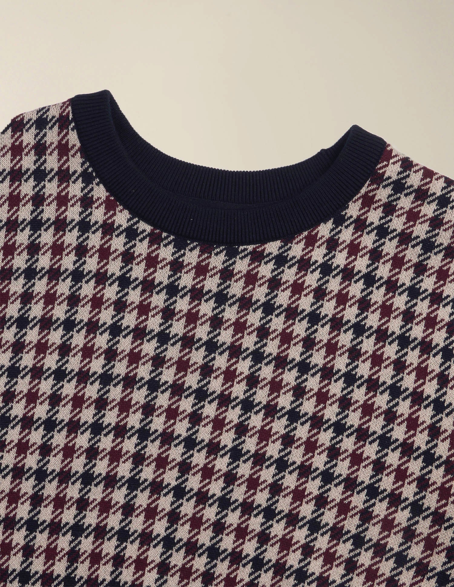 Houndstooth Patterned Knit Slim Fit Sweater Navy - U.S. Polo Assn. India | Large