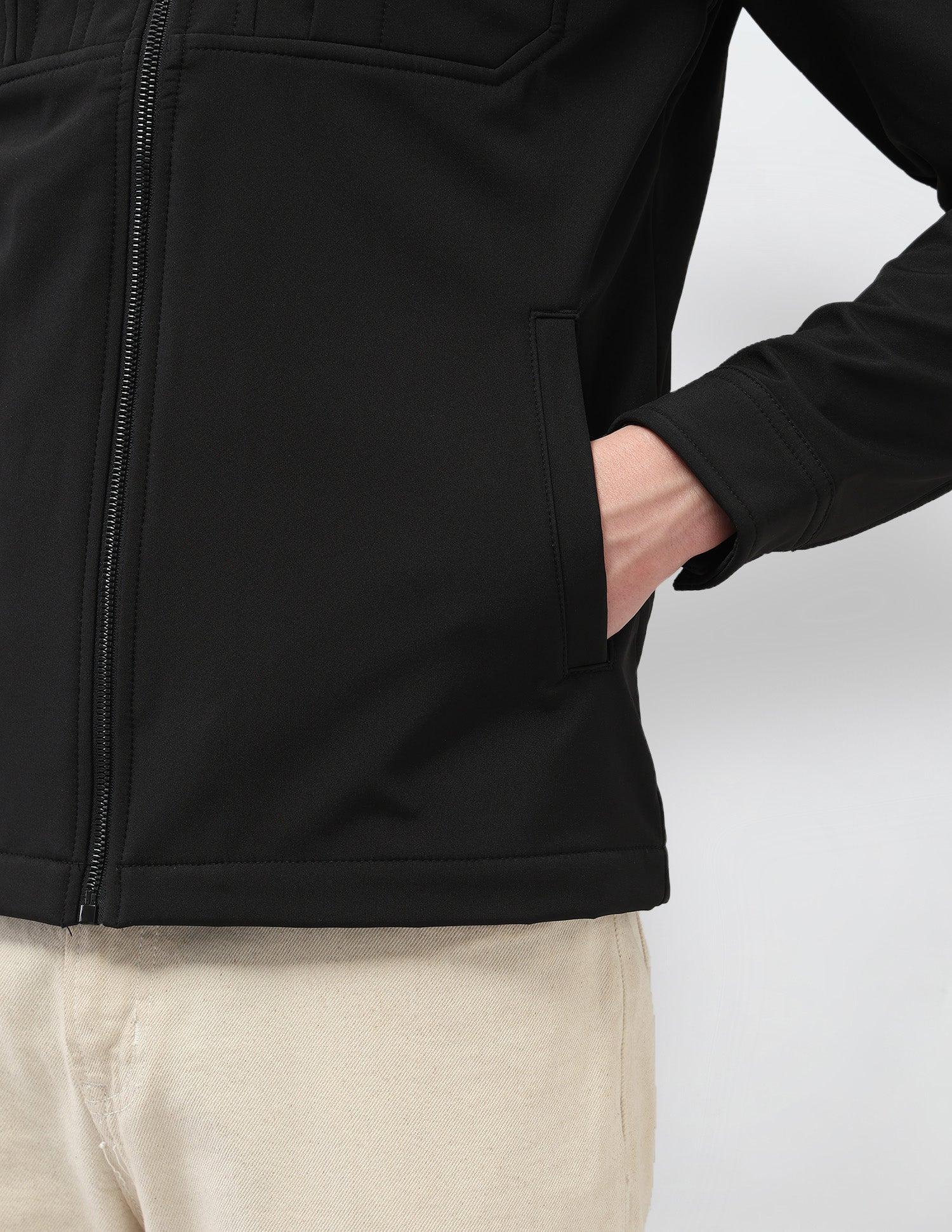 Solid Regular Fit Jacket Black - U.S. Polo Assn. India | Large