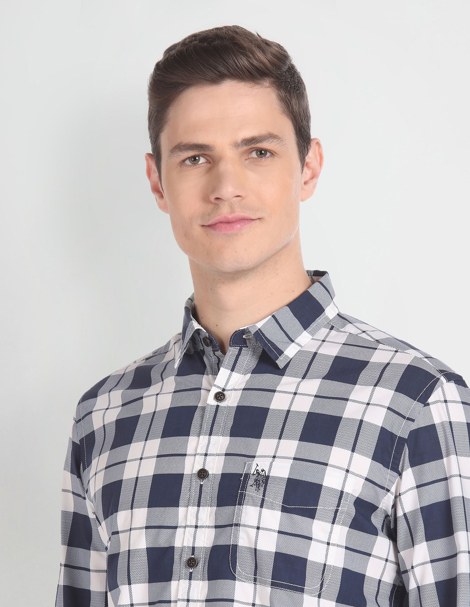 Tartan Check Cotton Shirt Navy - U.S. Polo Assn. India | Large