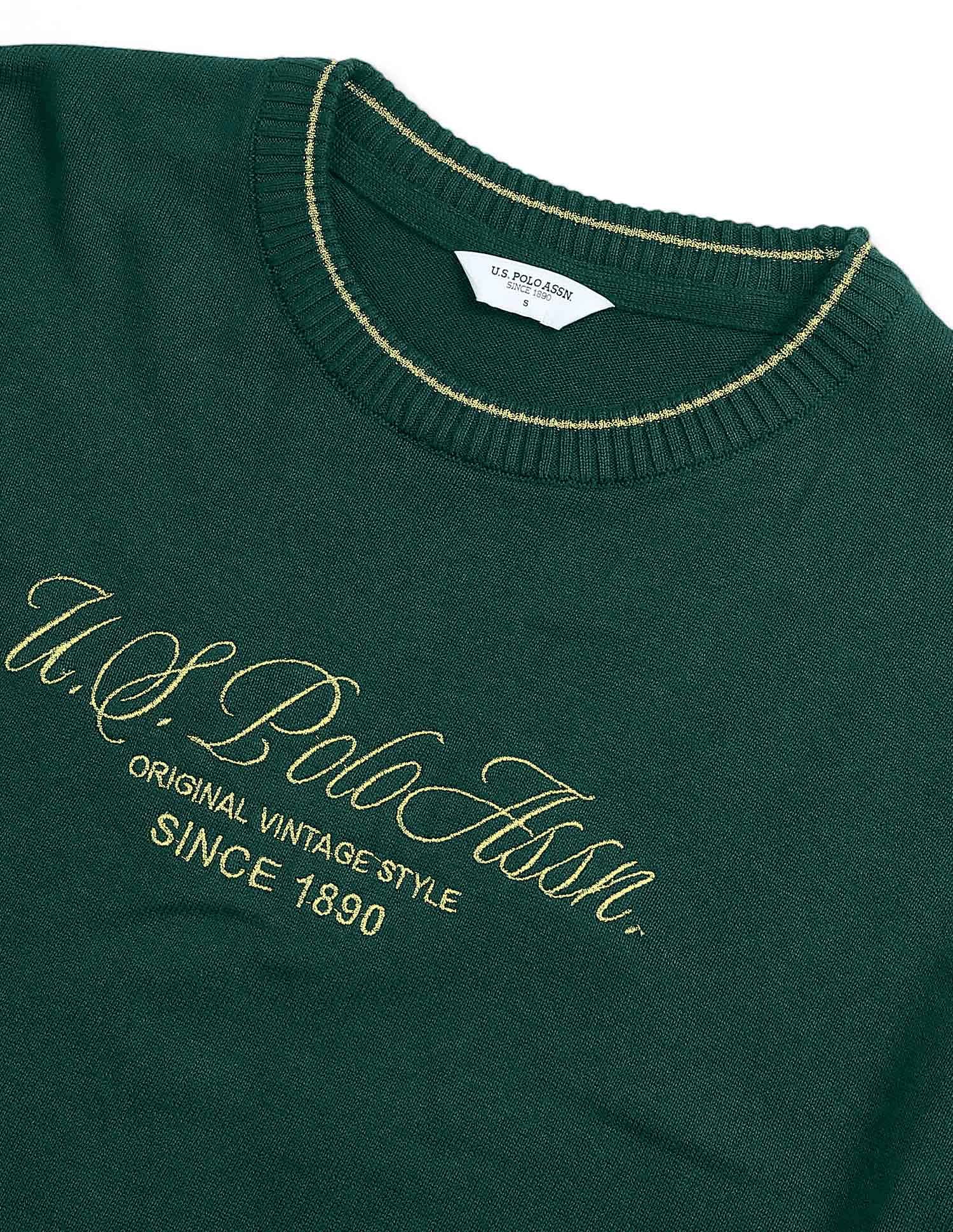 Regular Fit Brand Printed Sweater Green - U.S. POLO ASSN. | Large