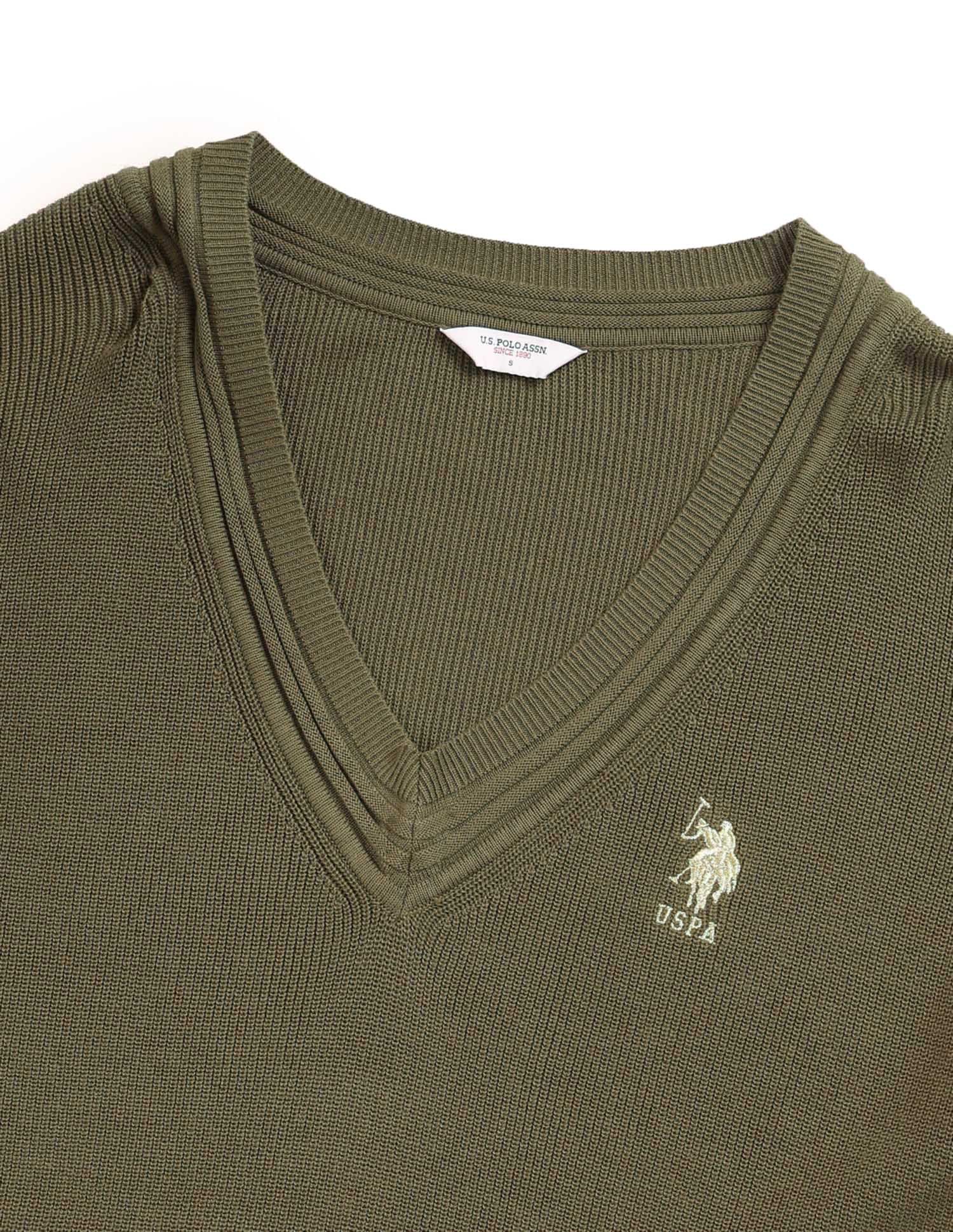 Solid Relaxed Fit Sweater Green - U.S. POLO ASSN. | Large