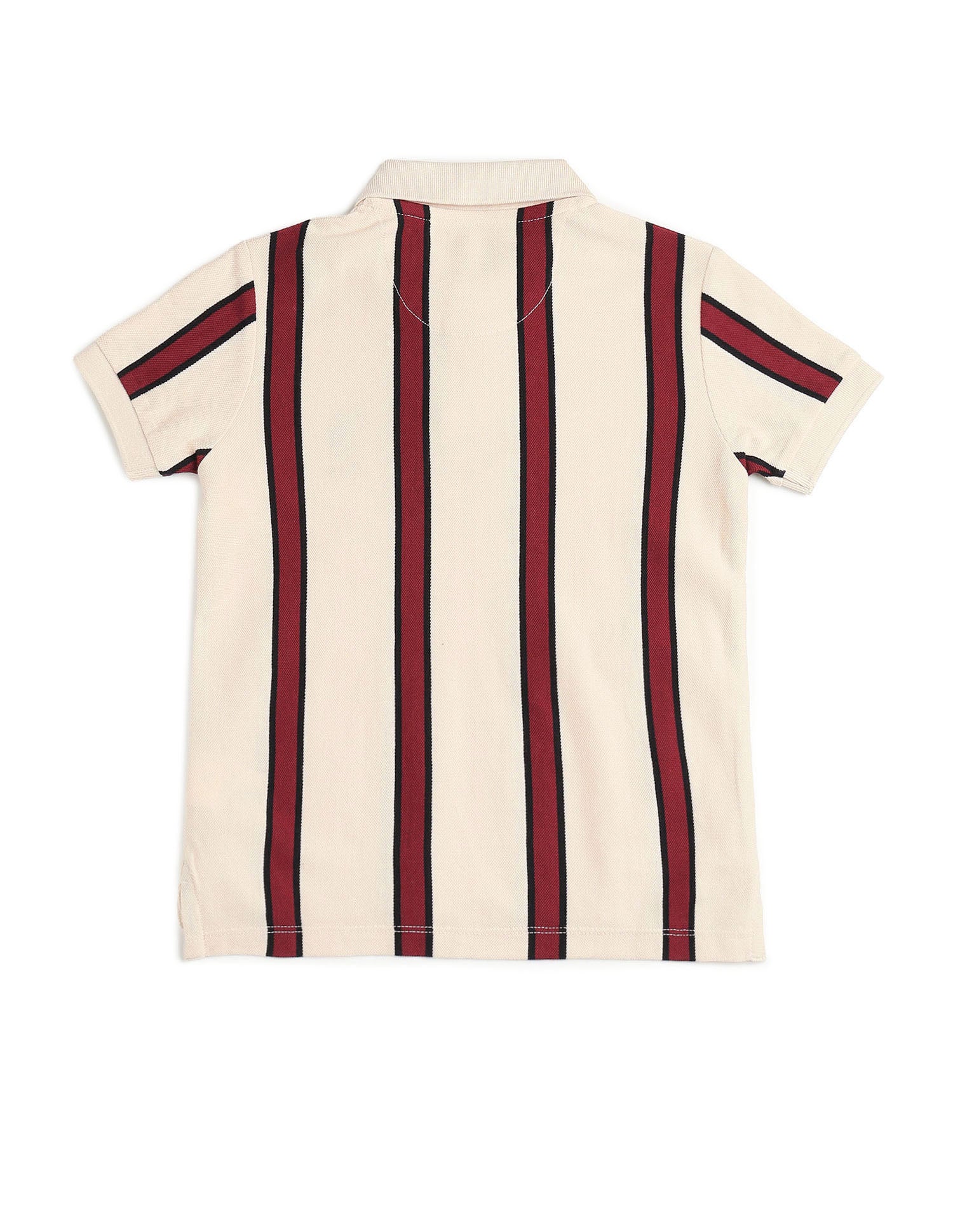 Boys Vertical Striped Regular Fit Polo Shirt Ecru - U.S. POLO ASSN. | Large