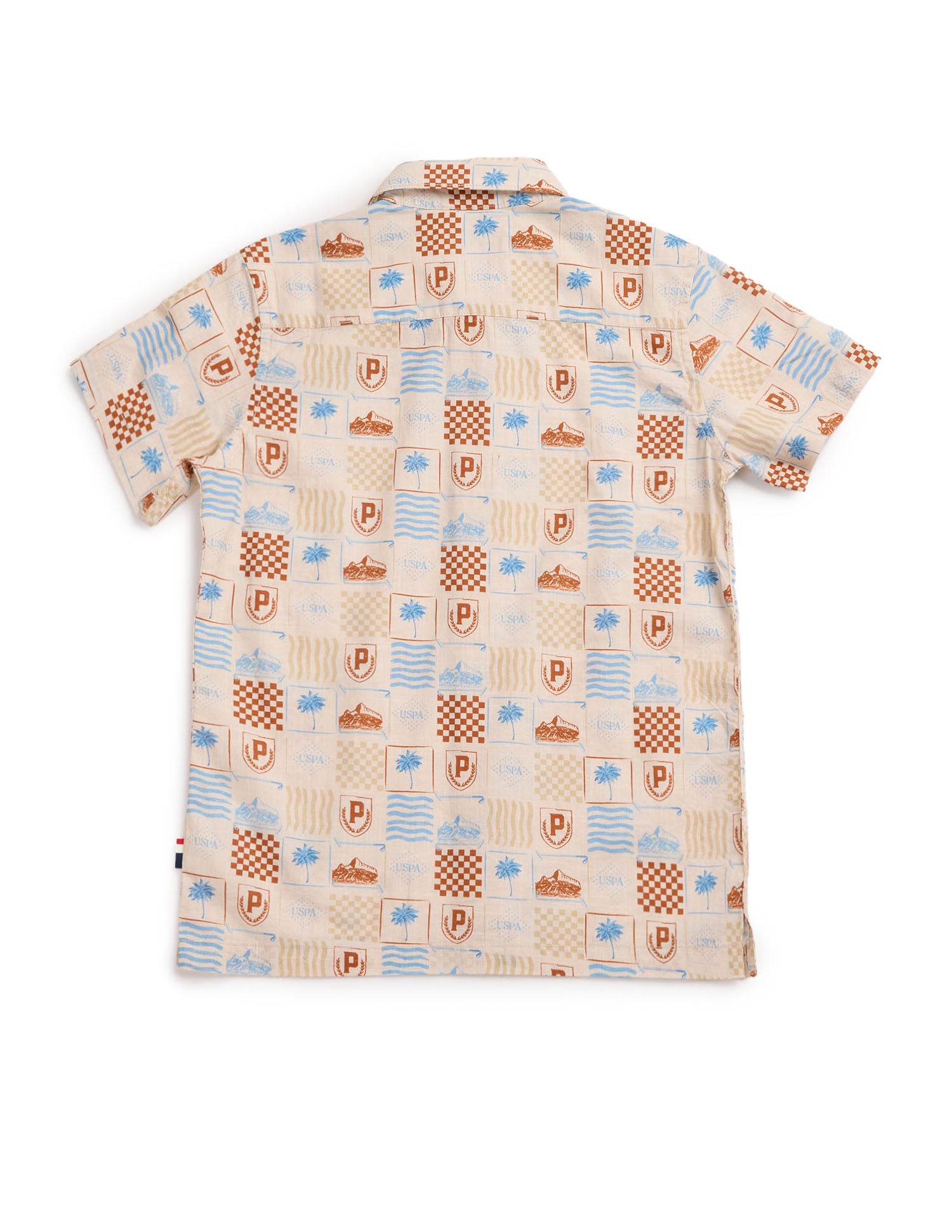 Boys All Over Printed Regular Fit Shirt Beige - U.S. POLO ASSN. | Large