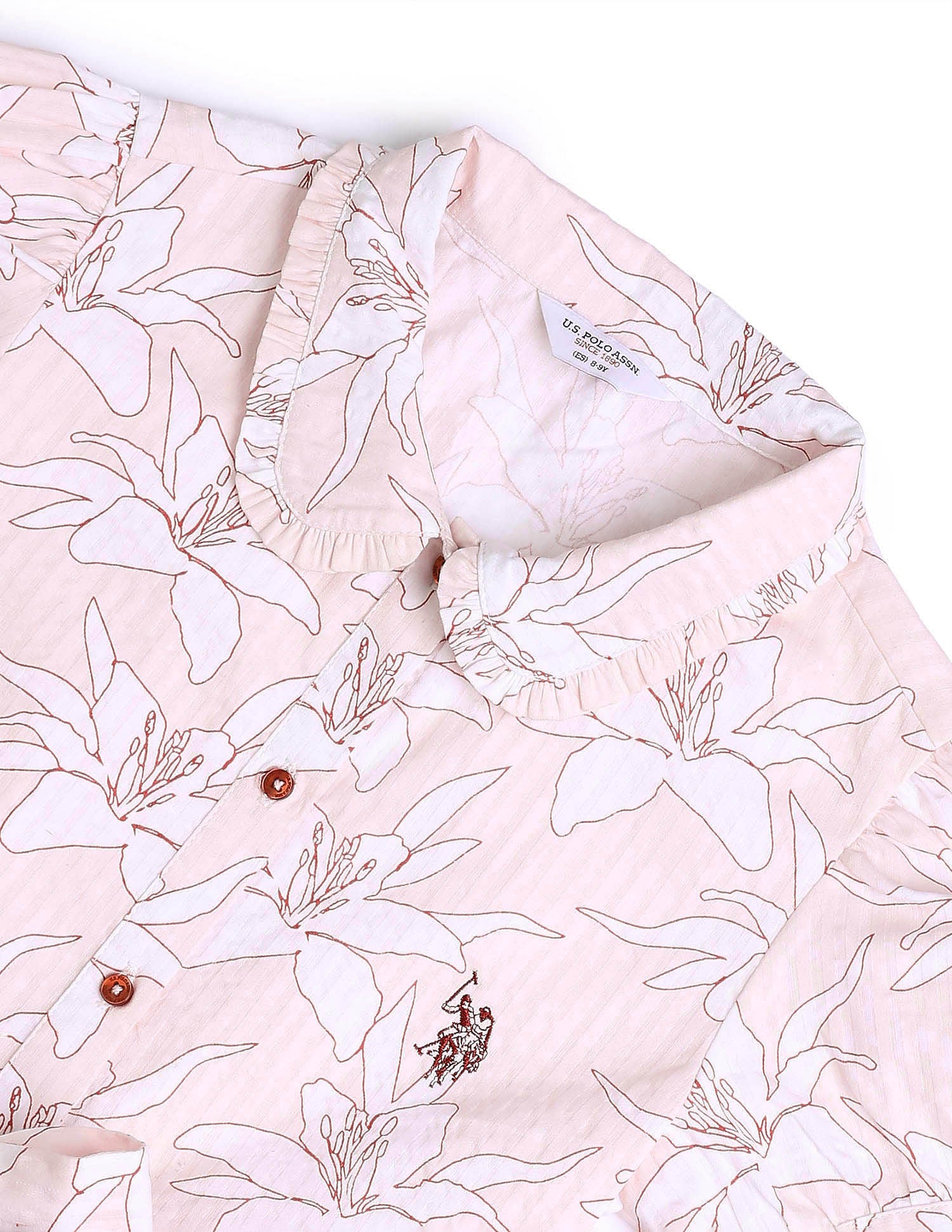 Girls Floral Printed Fit & Flare Dress Pink - U.S. POLO ASSN. | Large