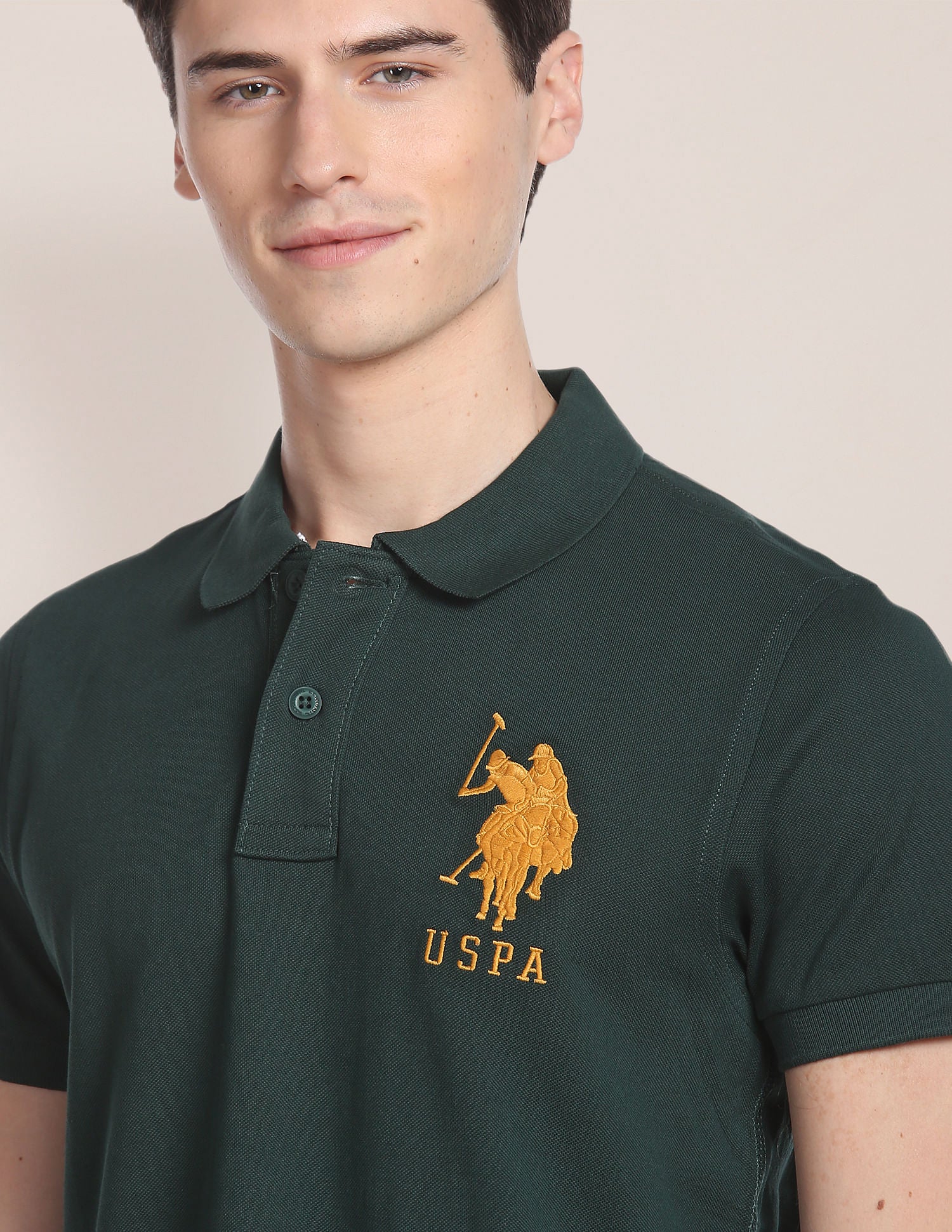 Compact Cotton Logo Polo Shirt Dark Green - U.S. POLO ASSN. | Large