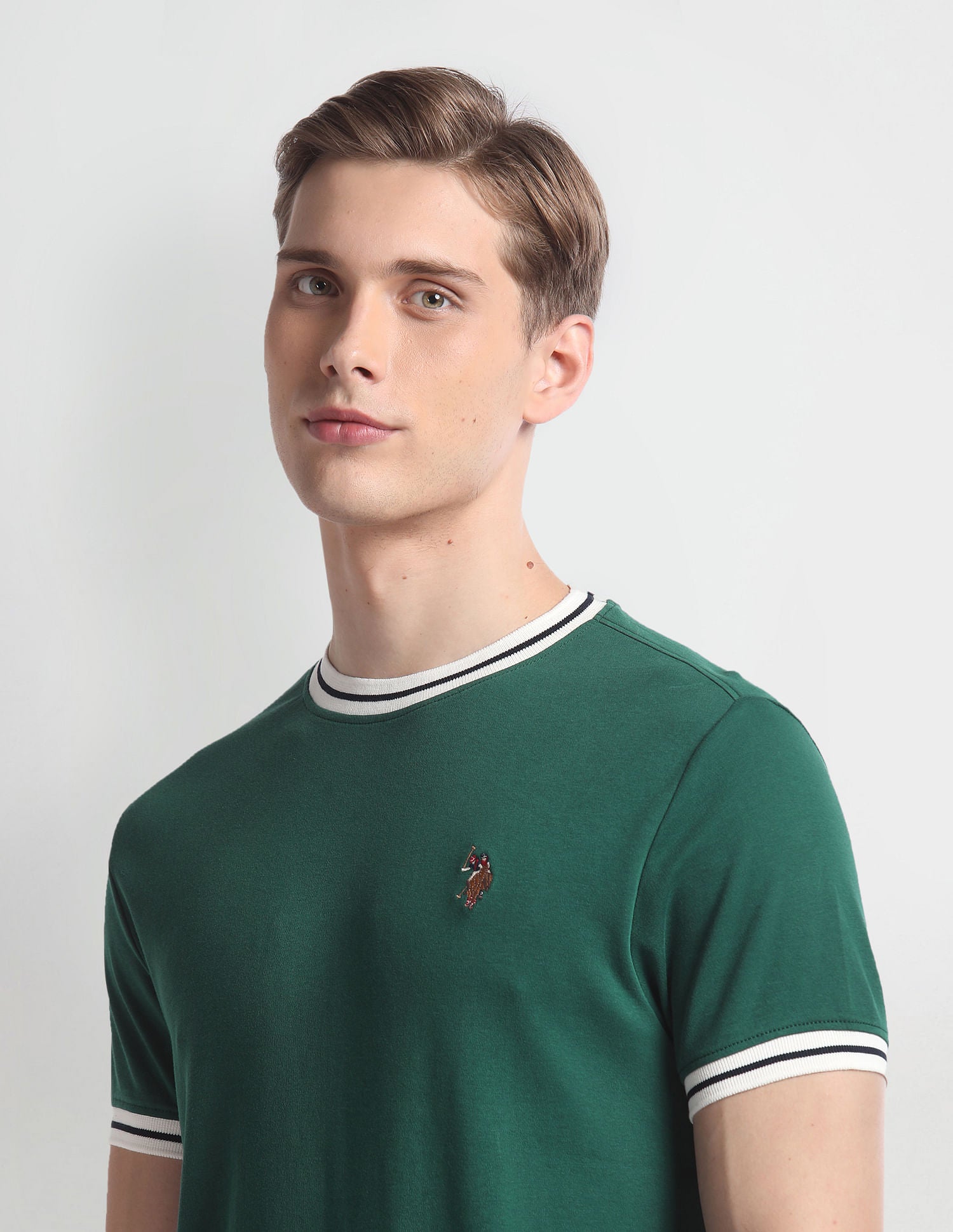 Crew Neck Solid T-Shirt Green - U.S. Polo Assn. India | Large