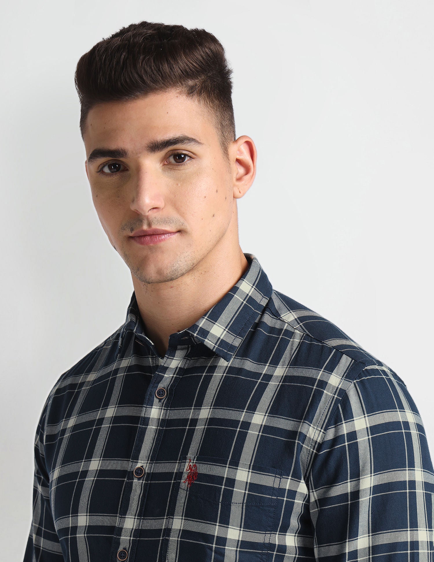 Tartan Check Slim Shirt Navy - U.S. Polo Assn. India | Large