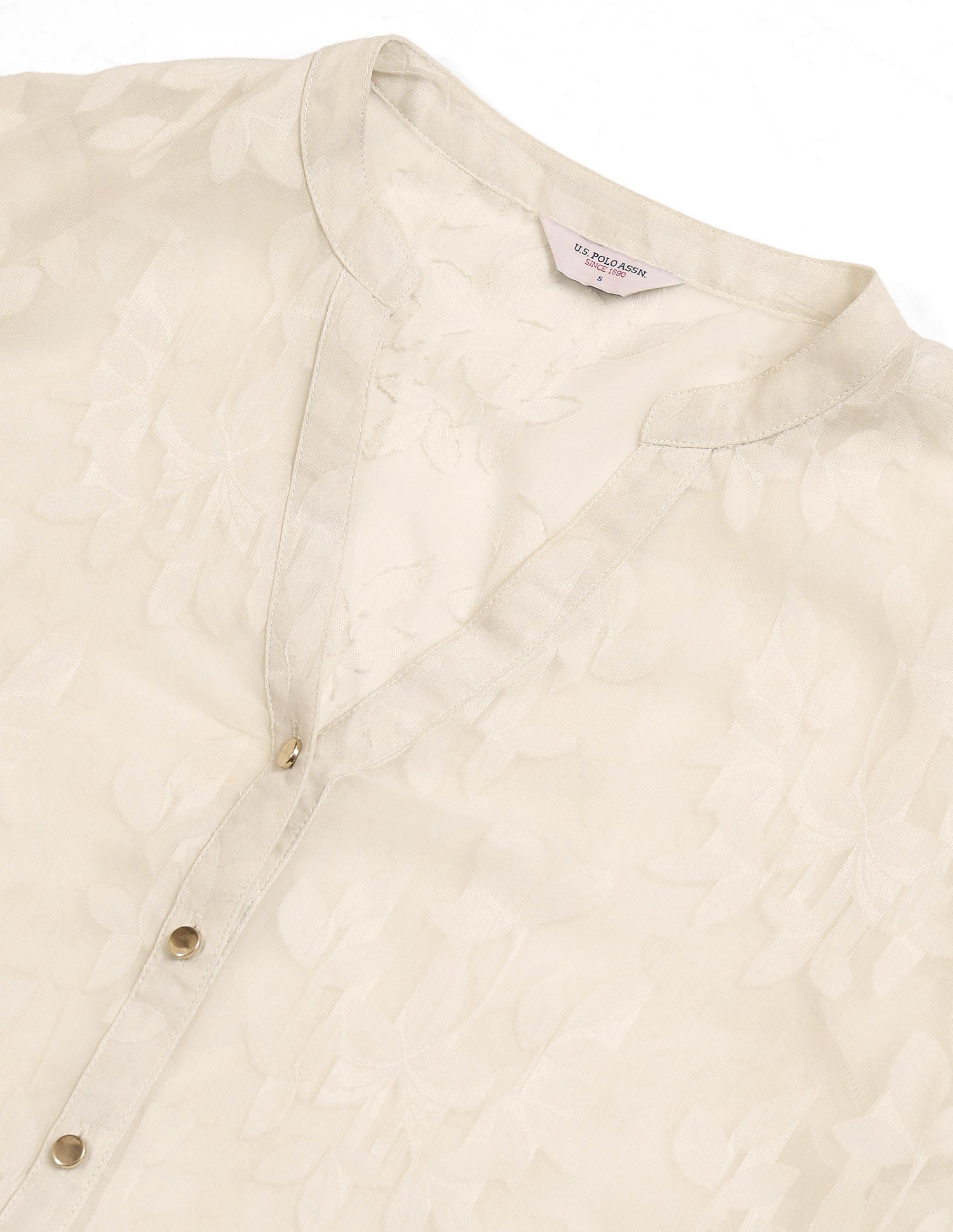 Semi-Sheer Floral Printed Shirt Beige - U.S. POLO ASSN. | Large