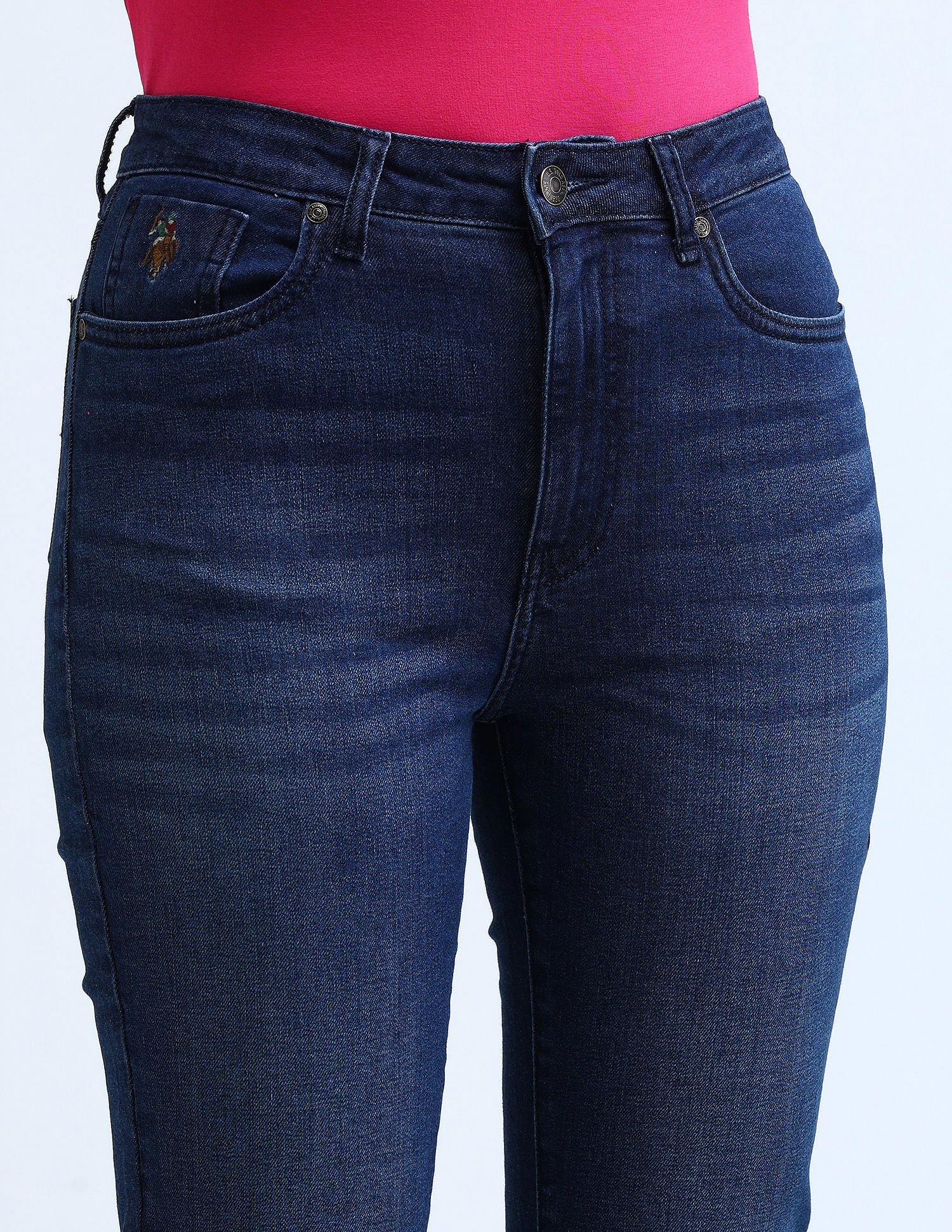 High Rise Flared Fit Jeans Dark Blue - U.S. POLO ASSN. | Large