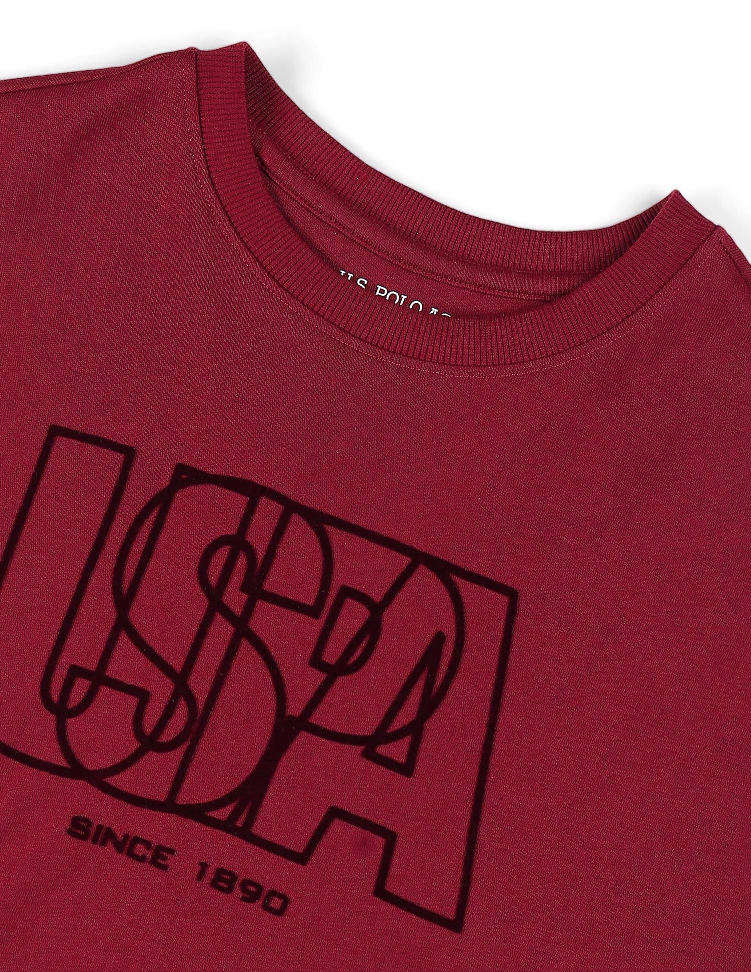 Relaxed Fit Brand Printed Sweatshirt Dark Red - U.S. POLO ASSN. | Large