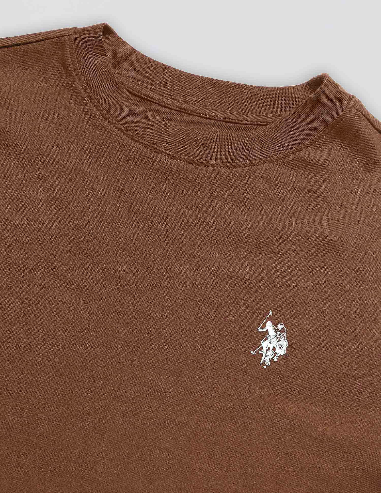 Boxy Fit Solid Lounge T-Shirt Brown - U.S. POLO ASSN. | Large