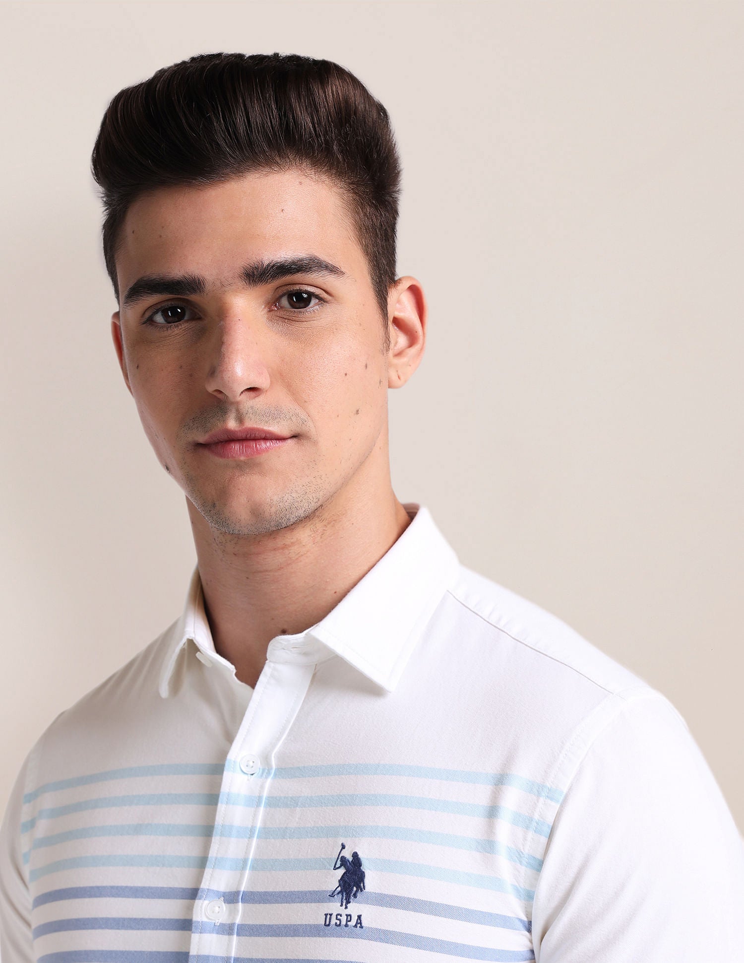 Premium Cotton Oxford Shirt White and Blue - U.S. Polo Assn. India | Large