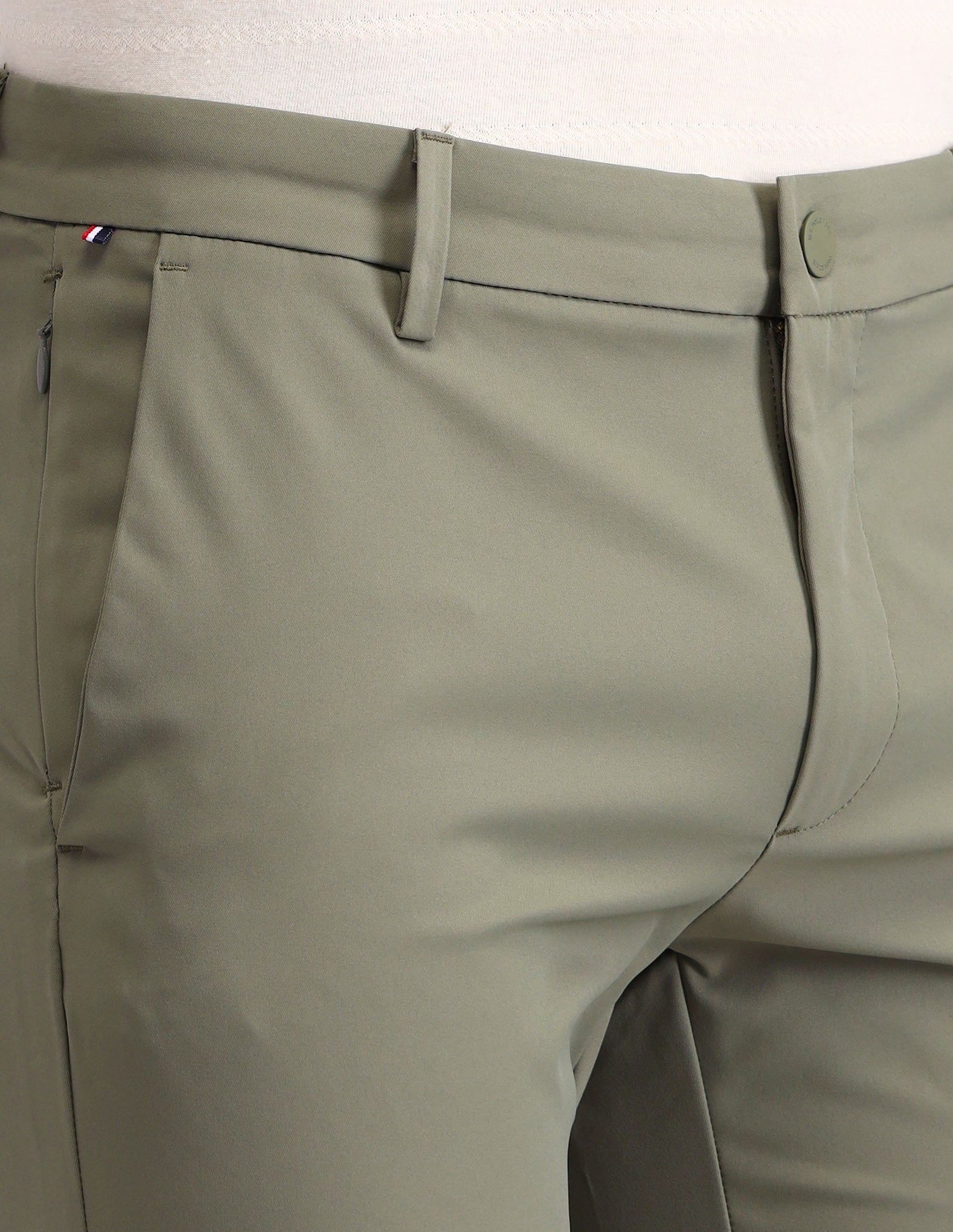 Austin Slim Fit Solid Trousers Light Olive - U.S. Polo Assn. India | Large