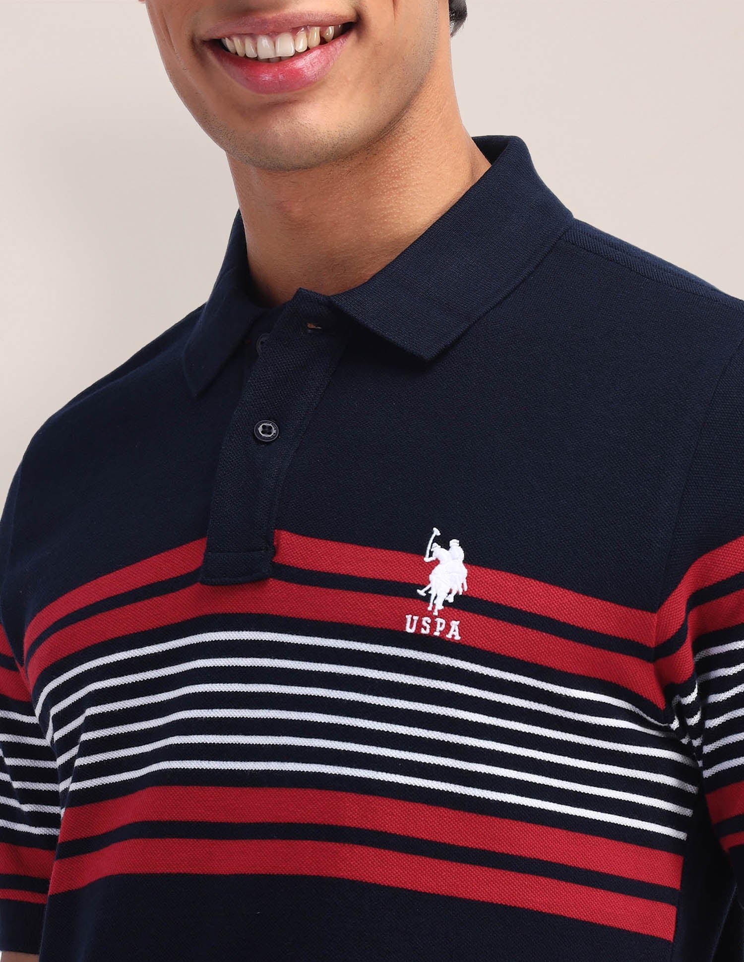 Horizontal Striped Slim Fit Polo Shirt Navy - U.S. POLO ASSN. | Large
