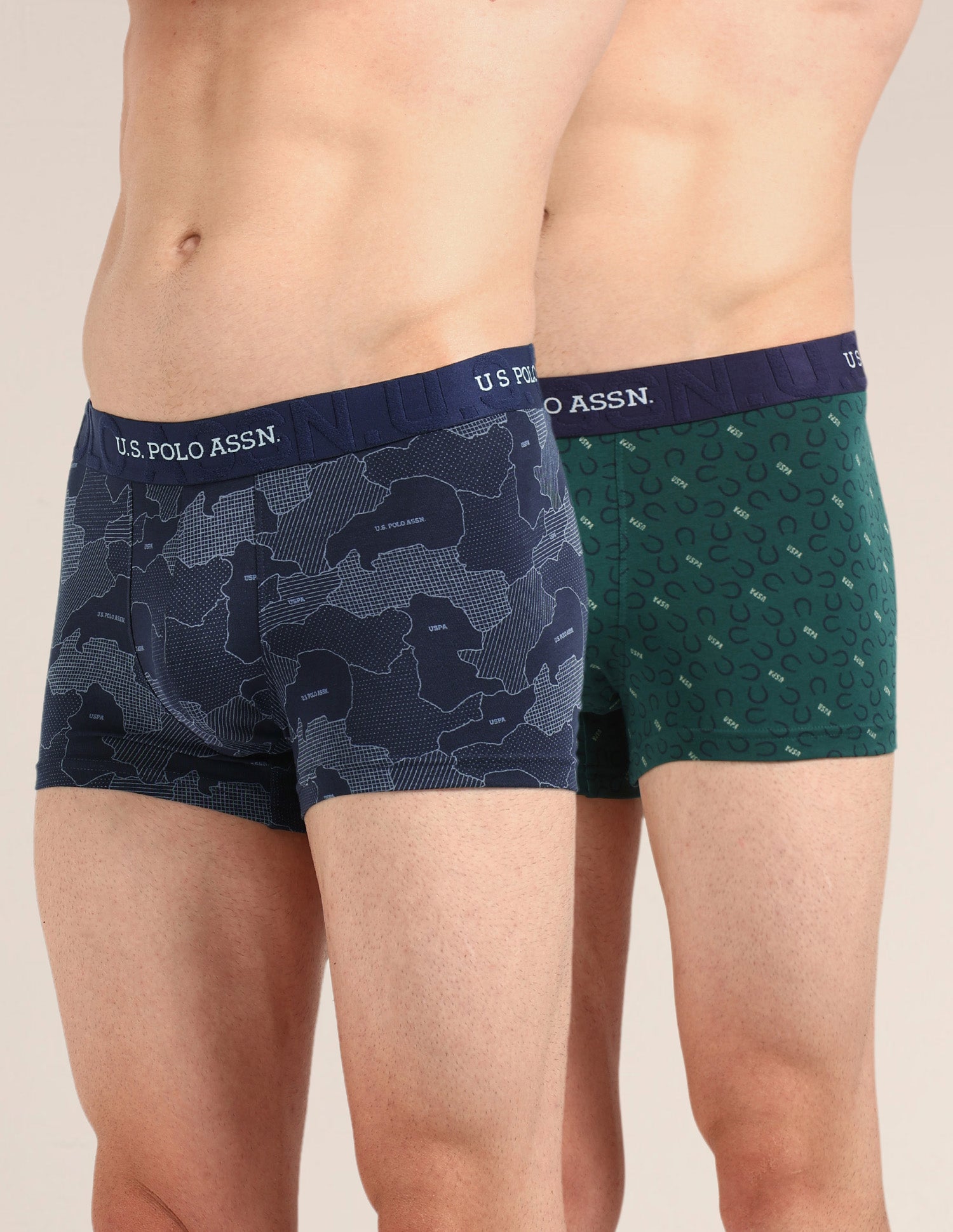 Printed Cotton Stretch Essential OET23 Trunk - Pack Of 2 Bistro Green/Oceana - U.S. Polo Assn. India | Large