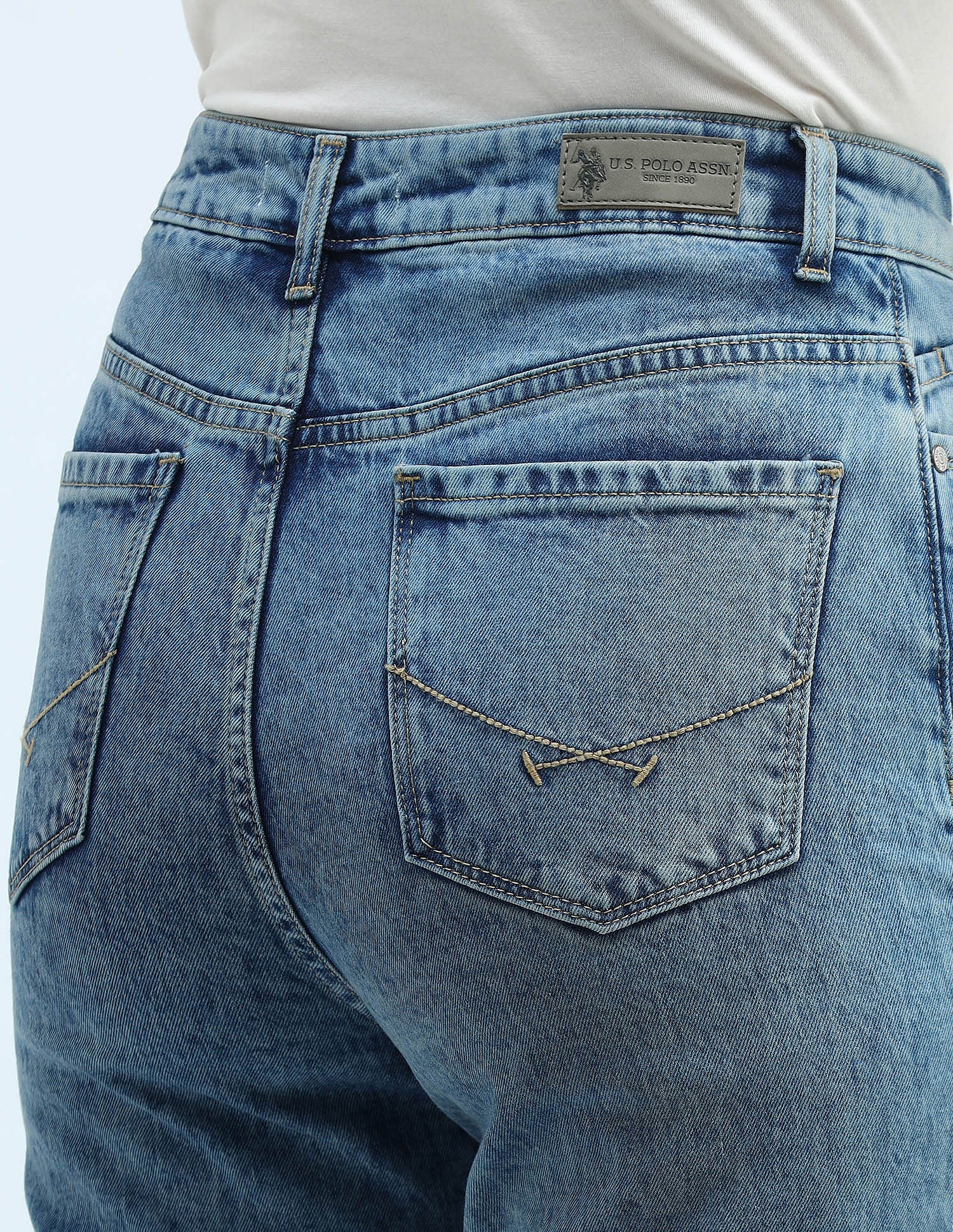 High Rise Straight Fit Jeans Light Blue - U.S. POLO ASSN. | Large