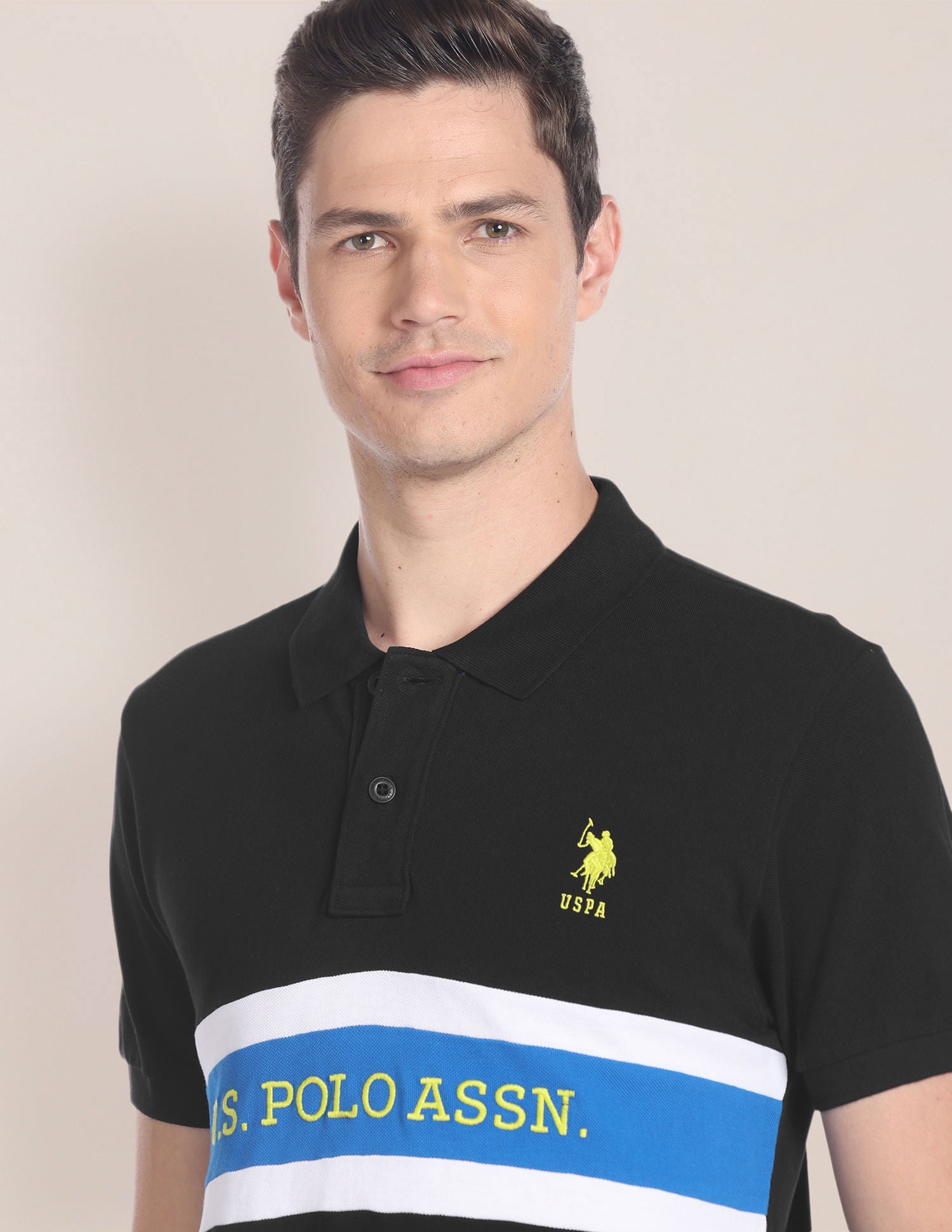 Brand Embroidered Slim Fit Polo Shirt Black - U.S. POLO ASSN. | Large