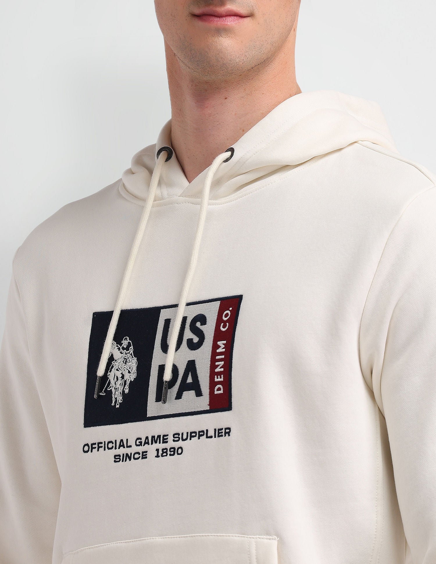 Hooded Brand Appliqued Sweatshirt Ivory - U.S. POLO ASSN. | Large