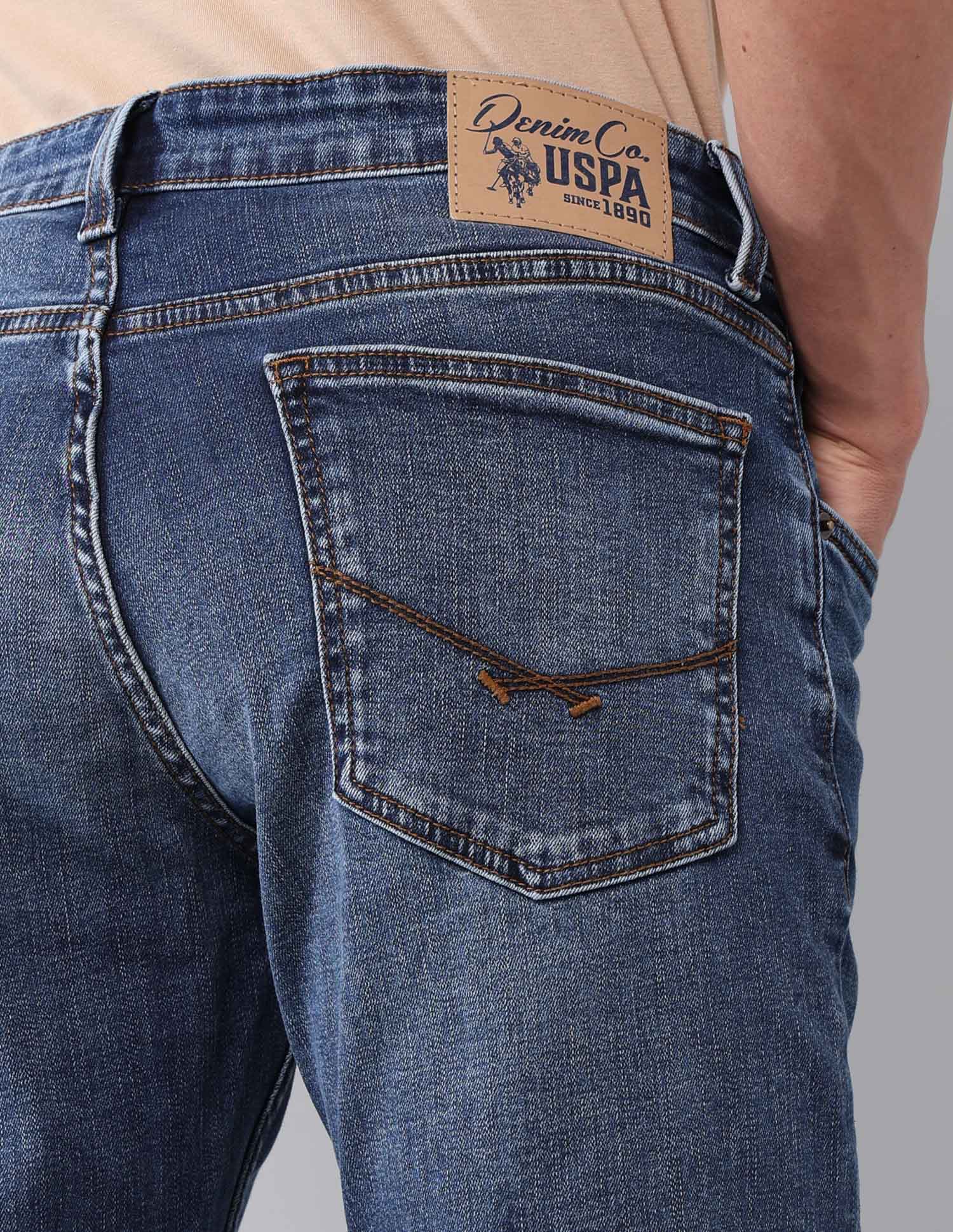 Brandon Slim Tapered Fit Vintage Jeans Mid Wash - U.S. Polo Assn. India | Large