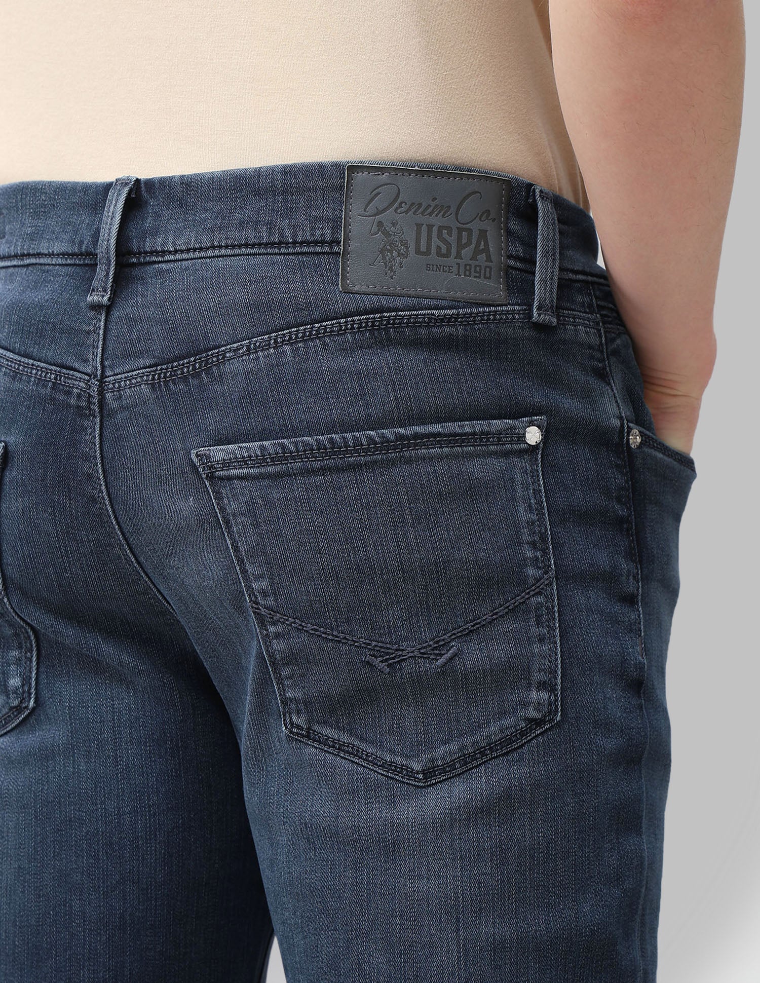 Harold Slim Straight Fit Blue Jeans Mid Blue - U.S. Polo Assn. India | Large