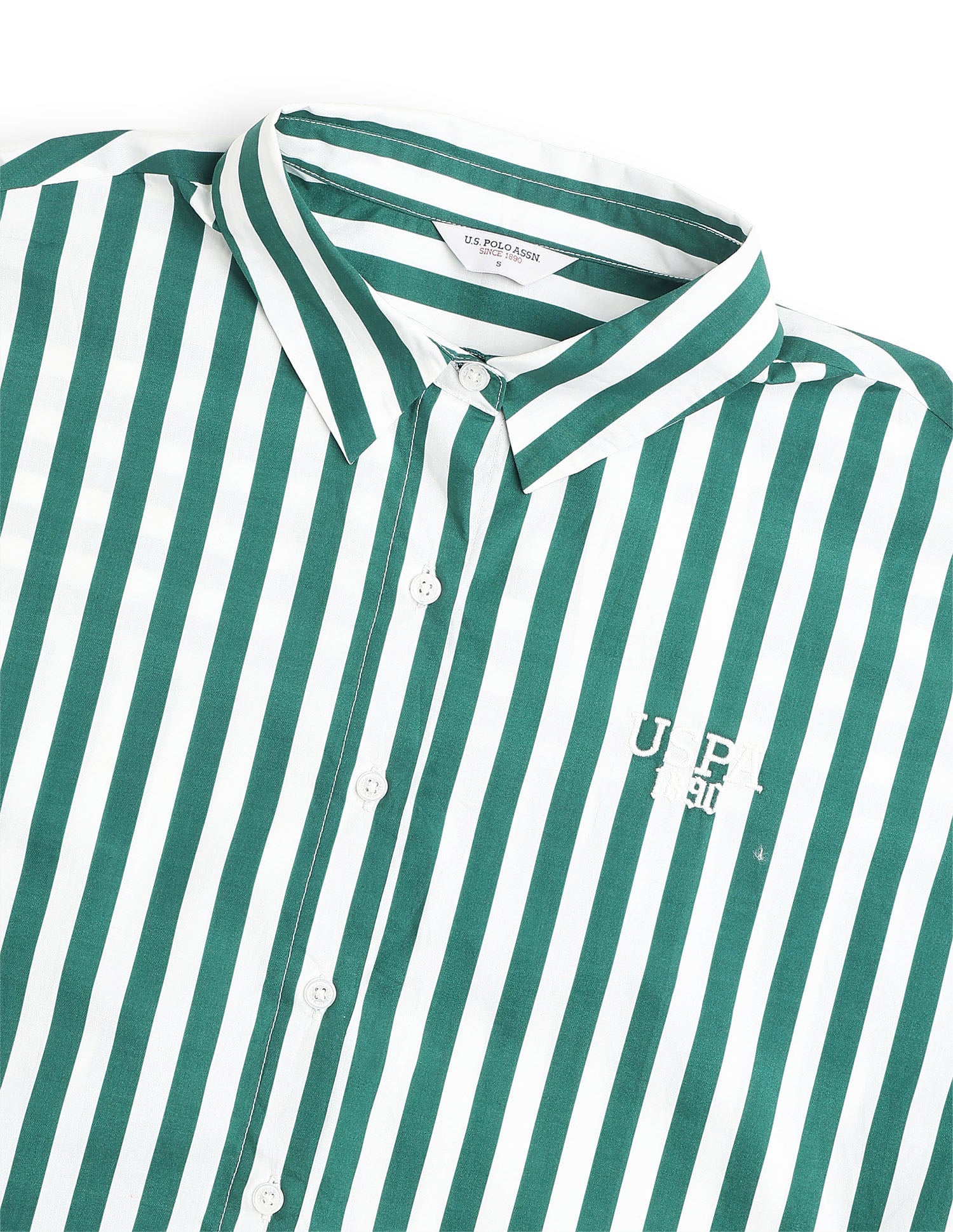 Vertical Striped Oversized Fit Shirt Green - U.S. Polo Assn. India | Large