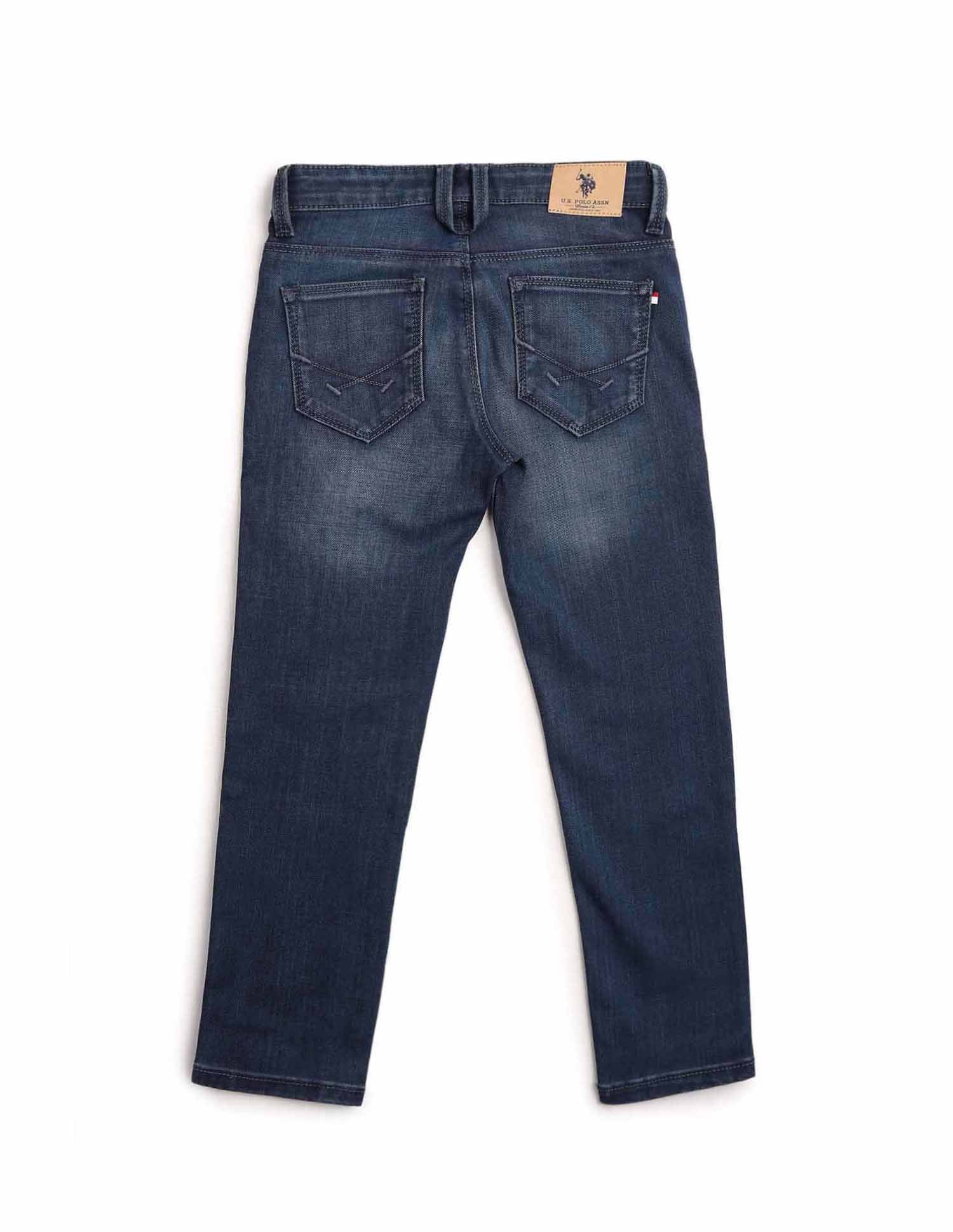 Boys Slim Fit Blue Jeans Mid Wash - U.S. POLO ASSN. | Large