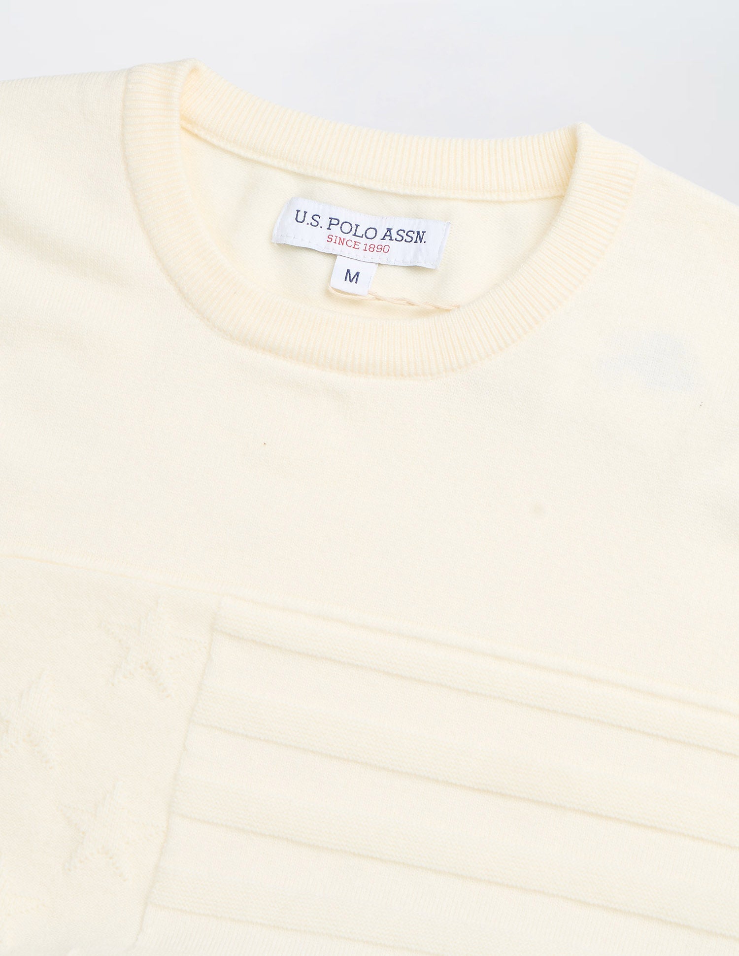 Graphic Patterned Knit Regular Fit Sweater Off White - U.S. POLO ASSN. | Large