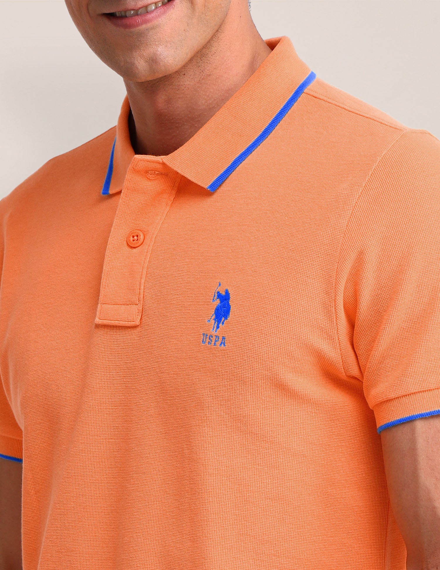 Cotton Slim Fit Polo Shirt Orange - U.S. Polo Assn. India | Large