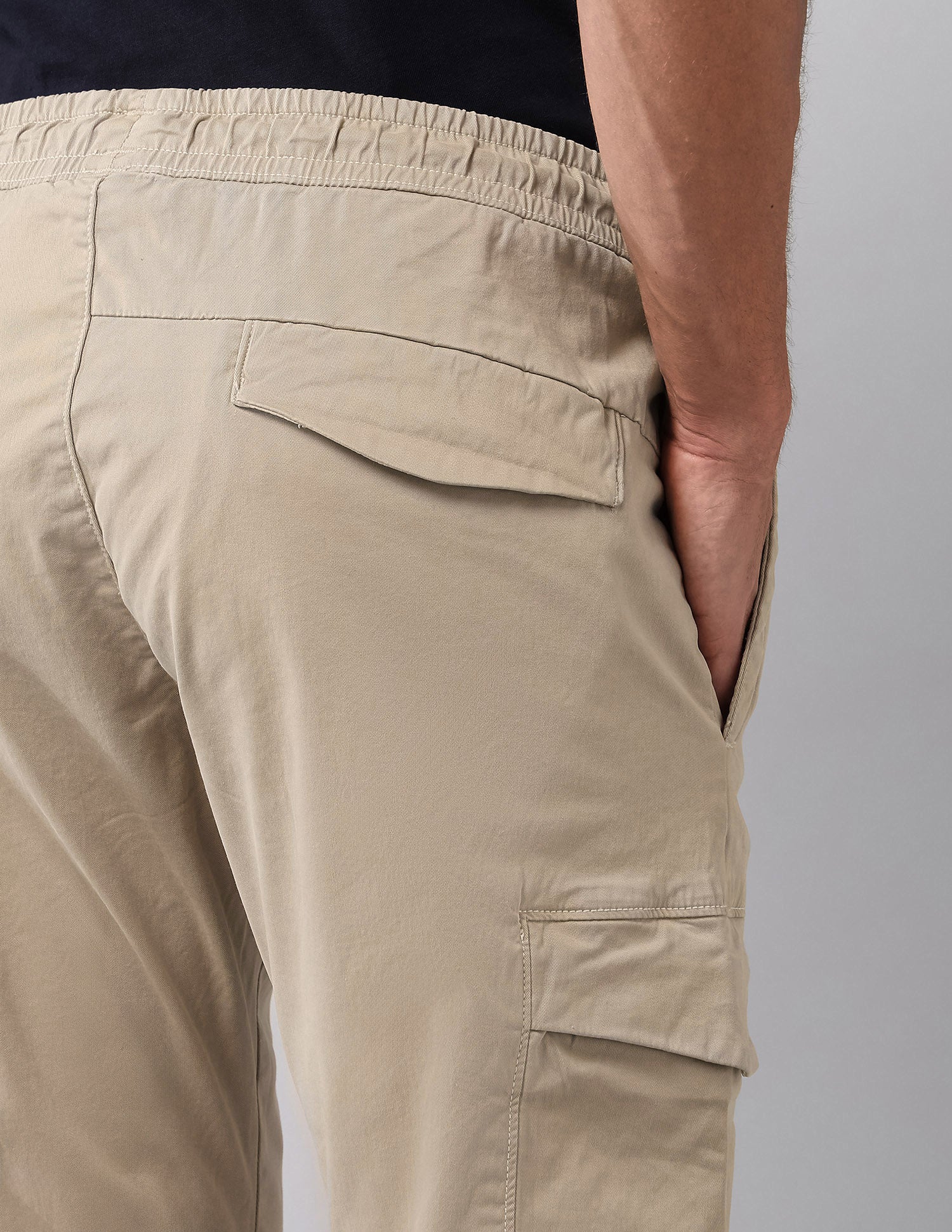 Solid Straight Fit Cargos Beige - U.S. Polo Assn. India | Large