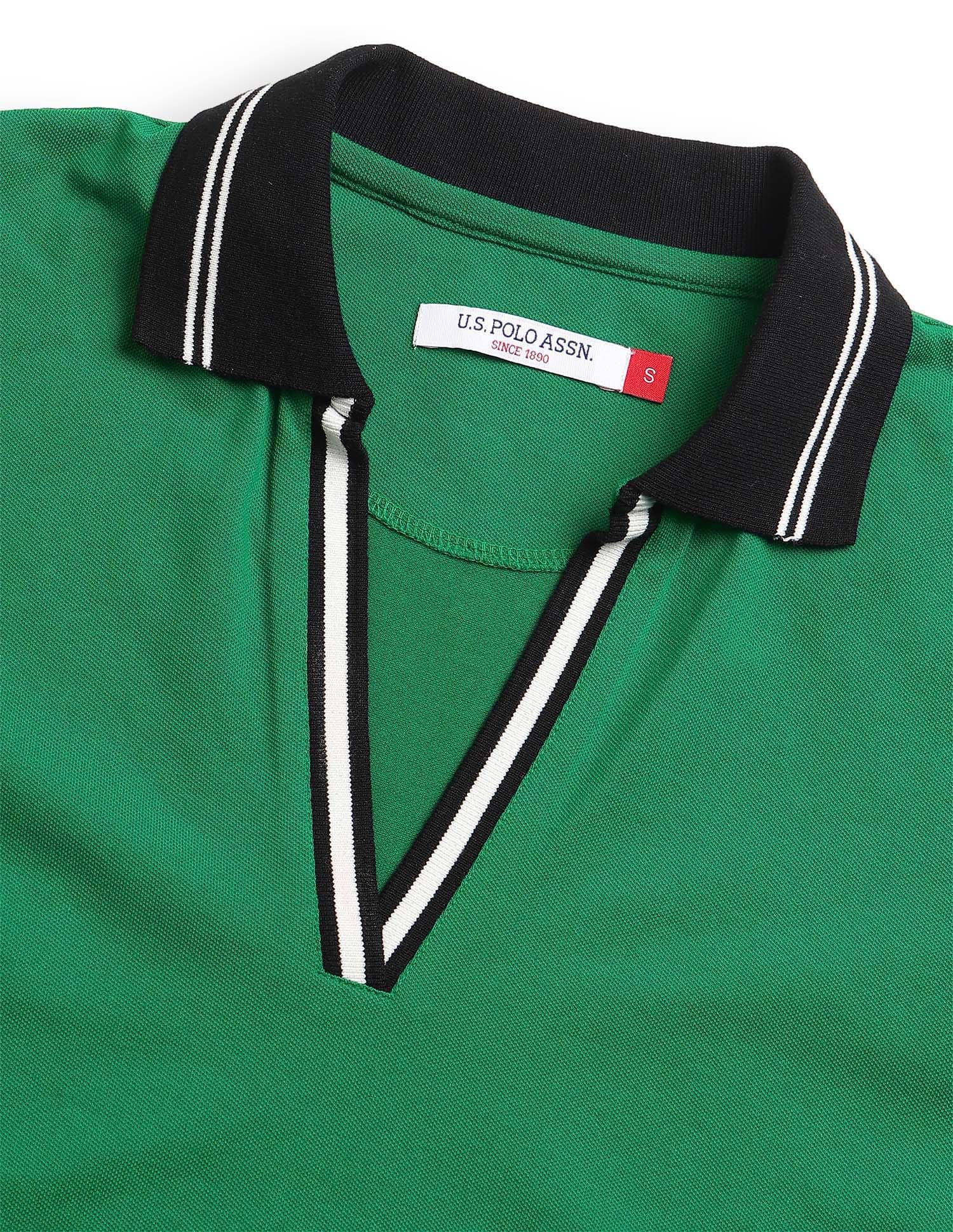 Regular Fit Contrast Collar Polo Shirt Green - U.S. Polo Assn. India | Large
