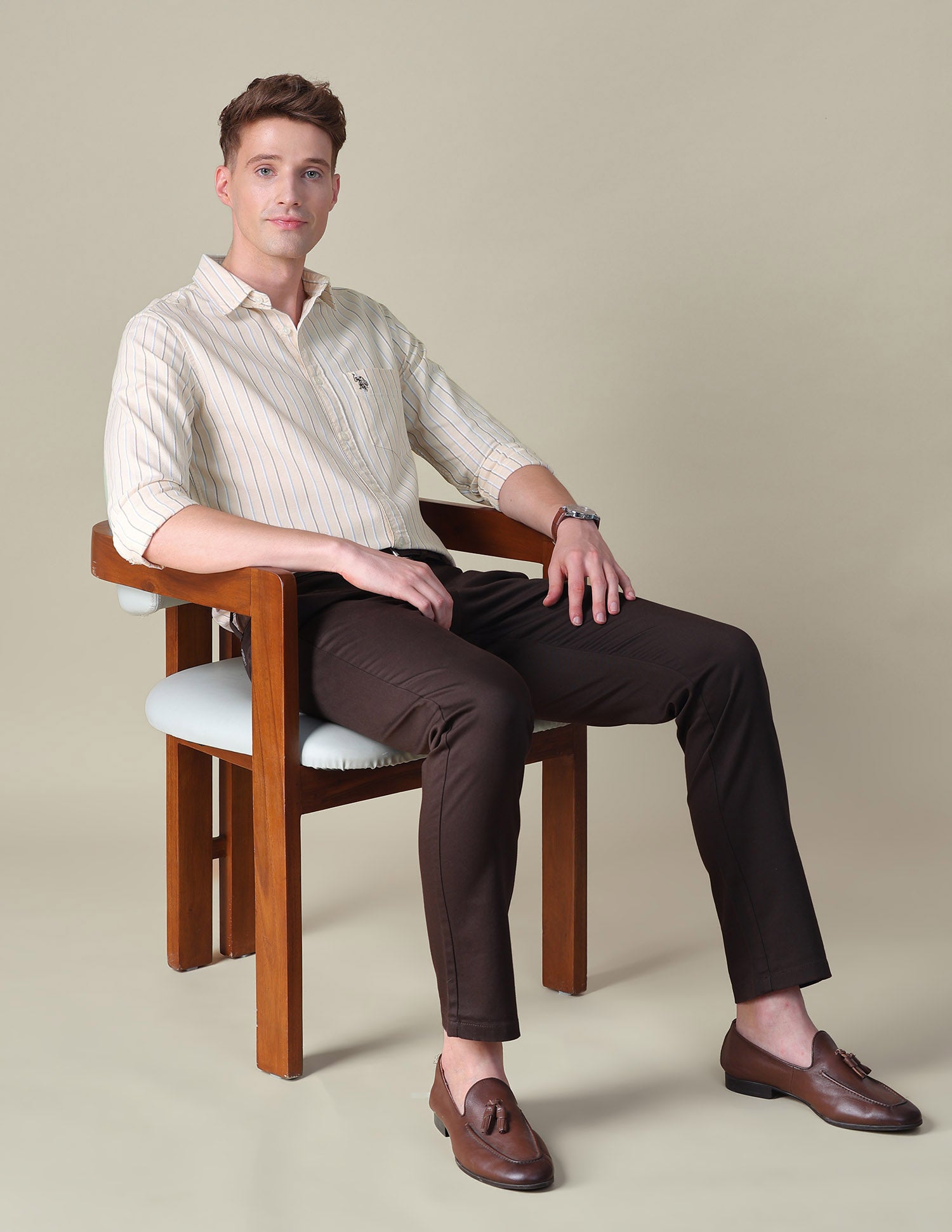 Vertical Striped Tailored Fit Shirt Light Yellow - U.S. POLO ASSN. | Large