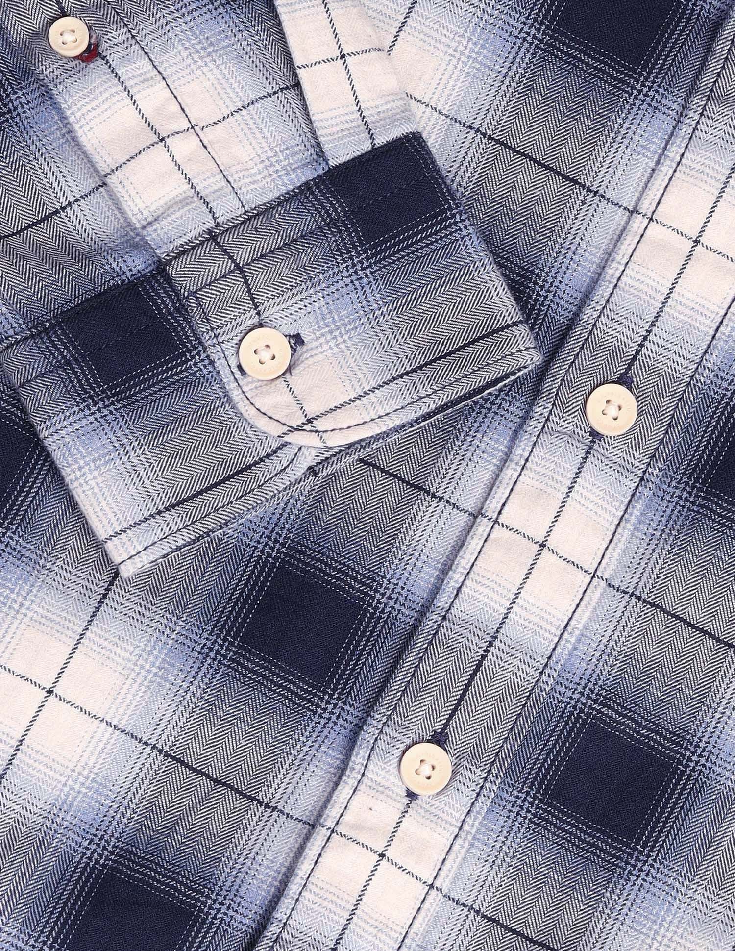 Tartan Checked Herringbone Shirt Blue - U.S. POLO ASSN. | Large