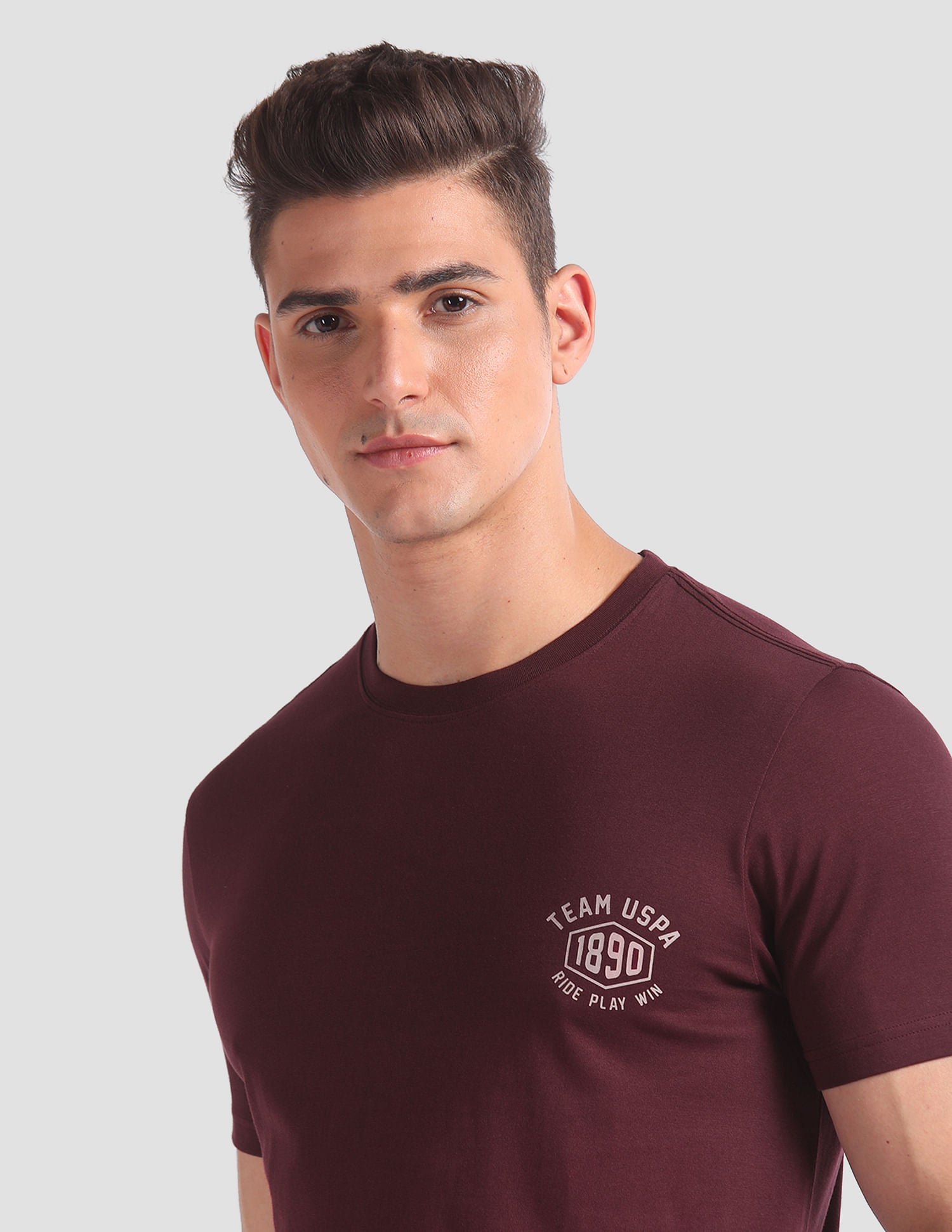 Tonal Logo Cotton IYAL Lounge T-Shirt - Pack Of 2 Maroon and Navy - U.S. POLO ASSN. | Large