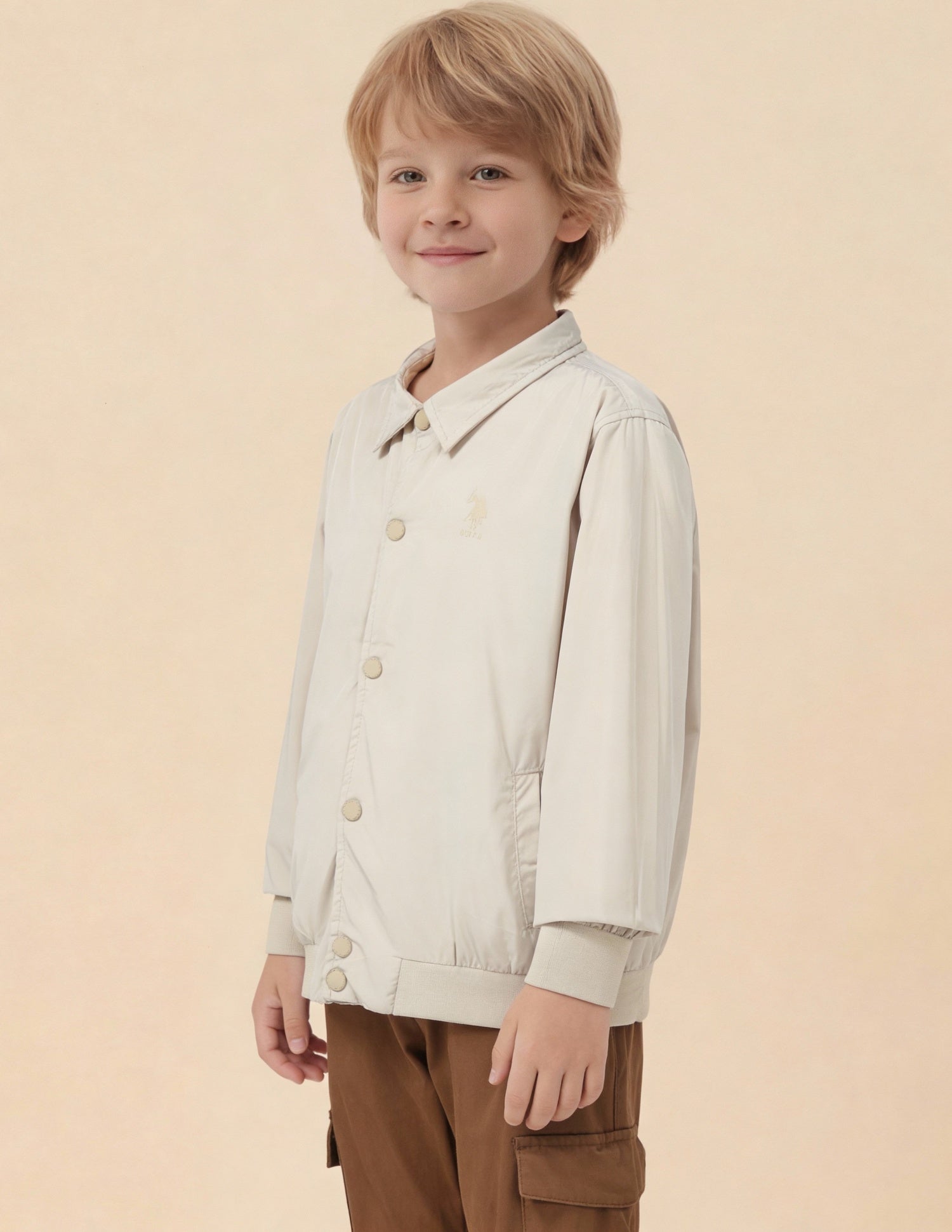 Boys Colourblocked Brand Embroidered Reversible Jacket Beige - U.S. Polo Assn. India | Large