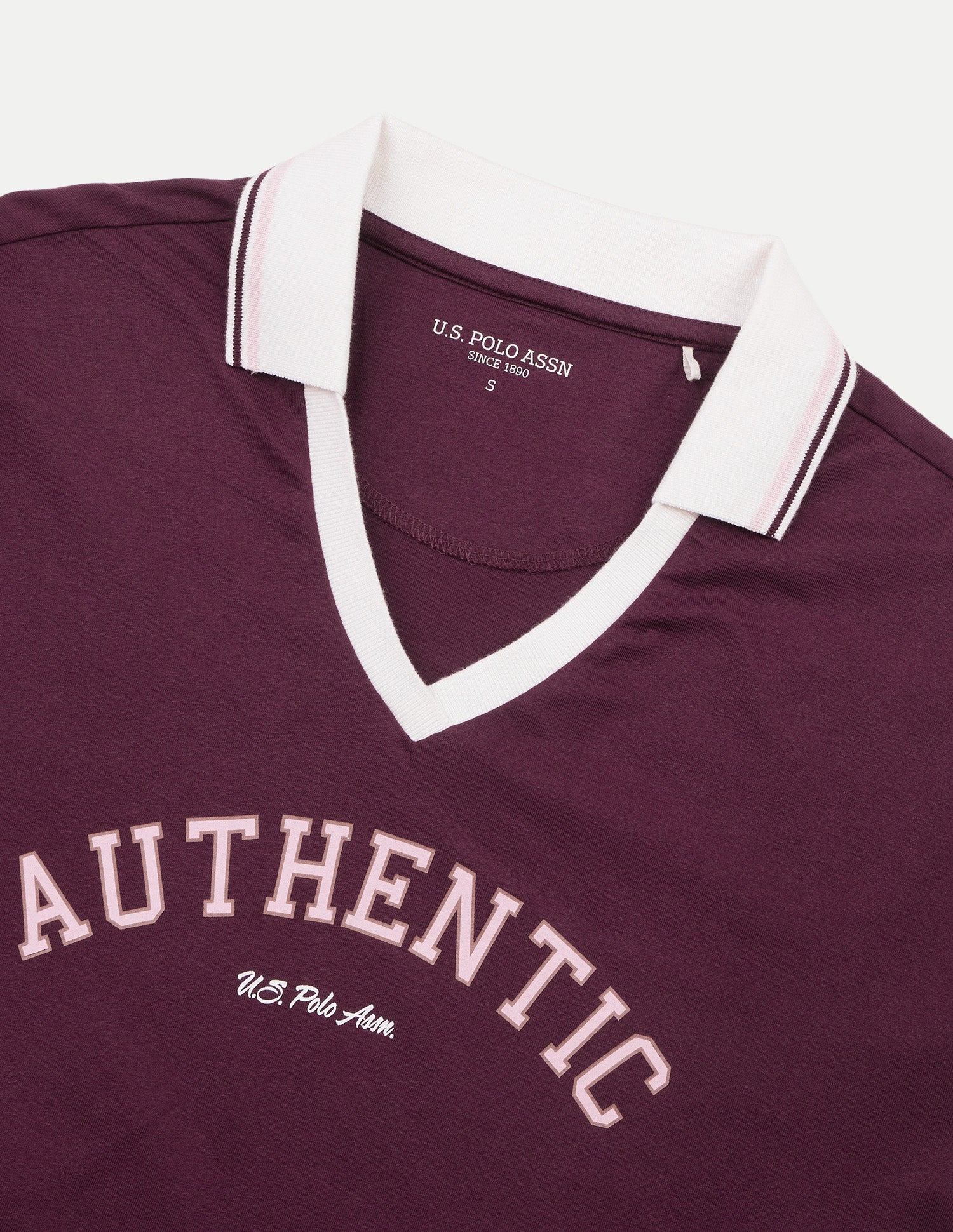 Typographic Printed Boxy Fit Polo Shirt Wine - U.S. Polo Assn. India | Large