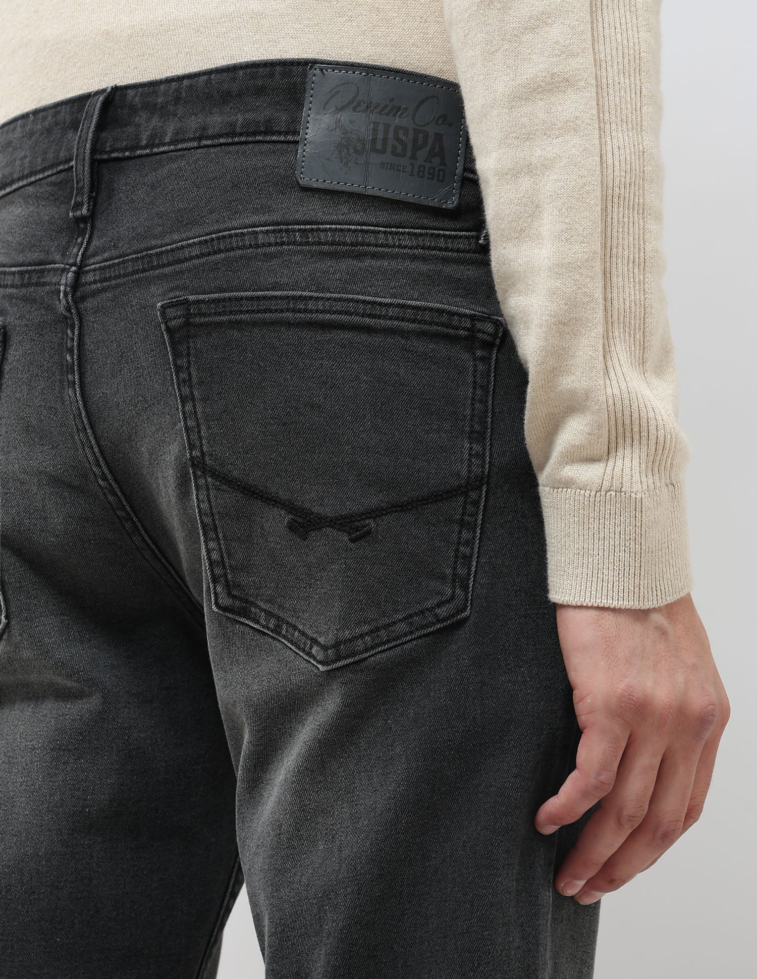 Brandon Slim Tapered Fit Whiskered Jeans Black - U.S. POLO ASSN. | Large