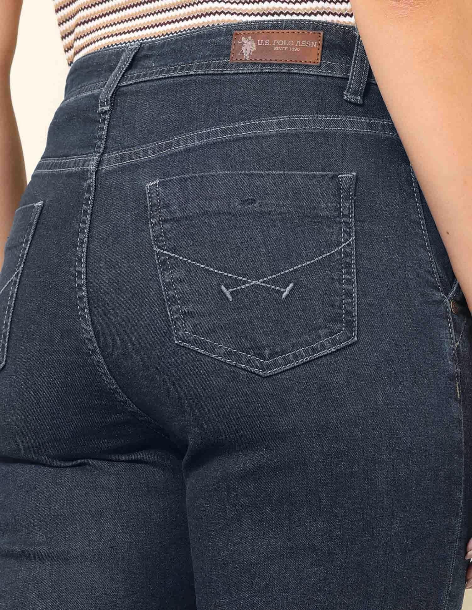 High Rise Straight Fit Jeans Dark Blue - U.S. POLO ASSN. | Large