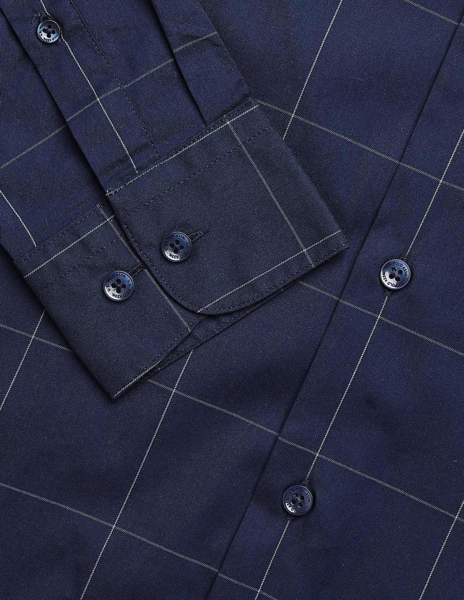 Windowpane Checked Tailored Fit Shirt Navy - U.S. POLO ASSN. | Large