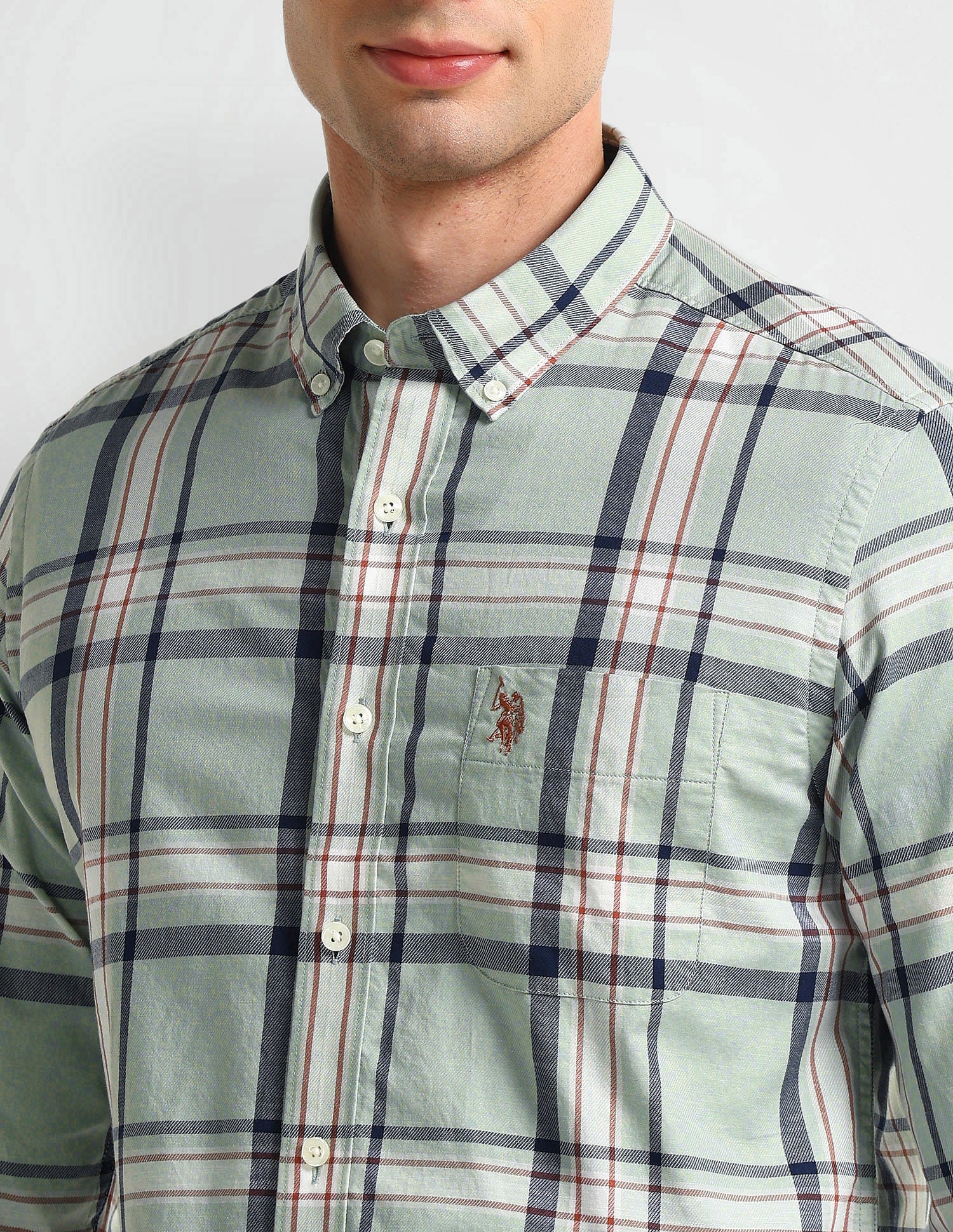 Slim Fit Madras Checked Shirt Navy - U.S. Polo Assn. India | Large